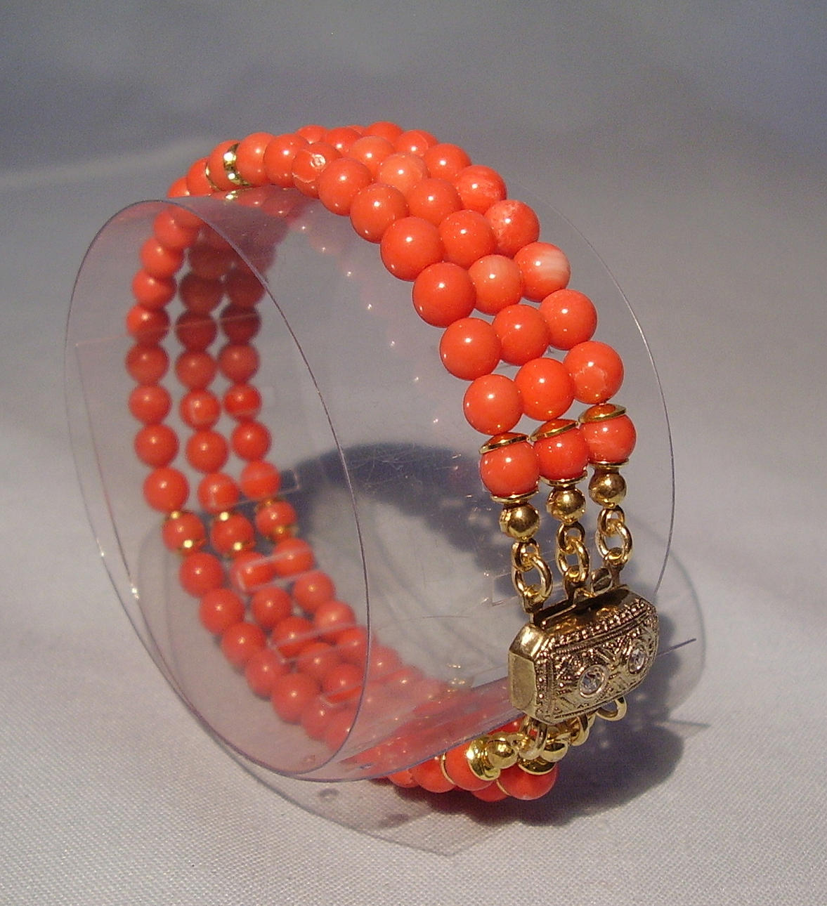 3-RAD CORAL ARMBAND 835 silver delvis guldpläterad.
