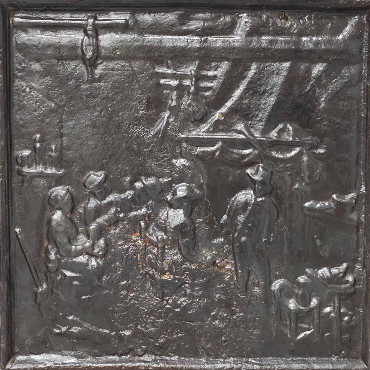 PLACA GREMIAL. BRONCE REPUJADO. SIGLO XVIII.