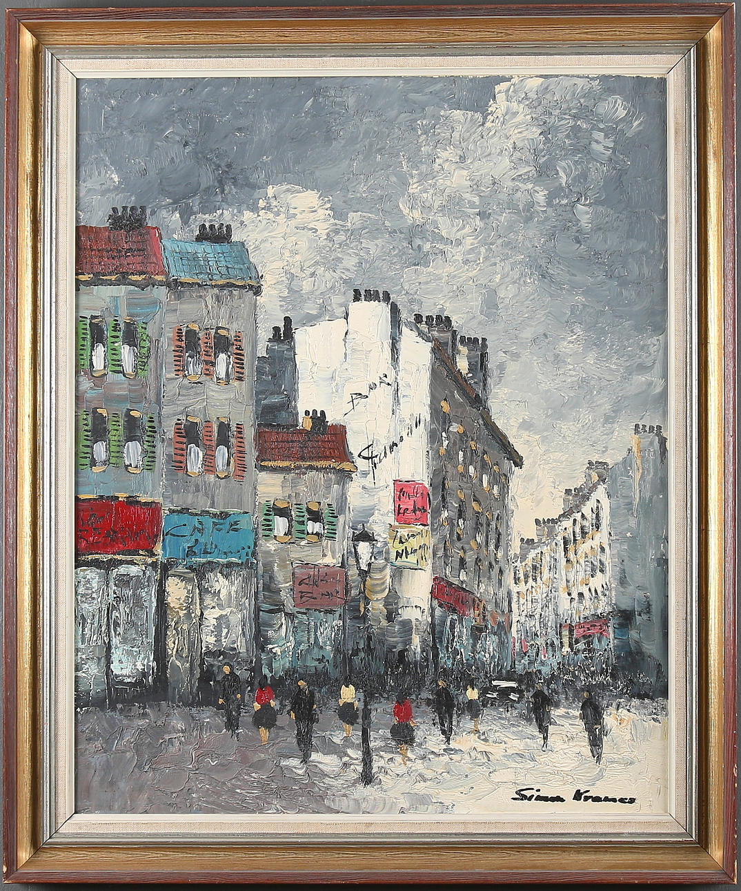 SIMON KRAMER. Gatumotiv, olja på pannå, signerad.