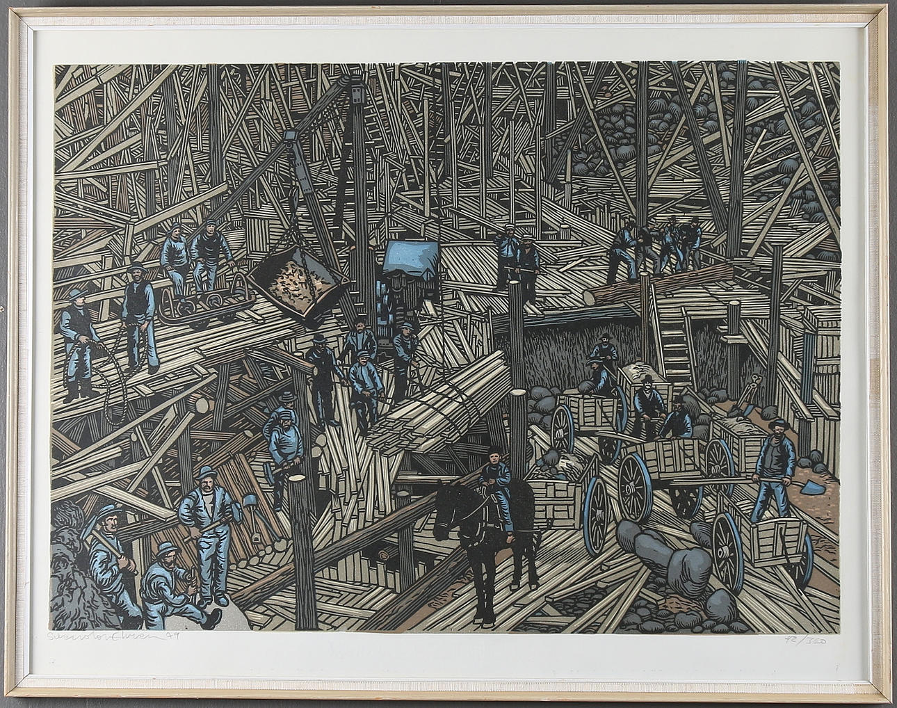 SVEN OLOF EHREN. Gruvmotiv, litografi, signerad, numrerad 74/360 och daterad -79.