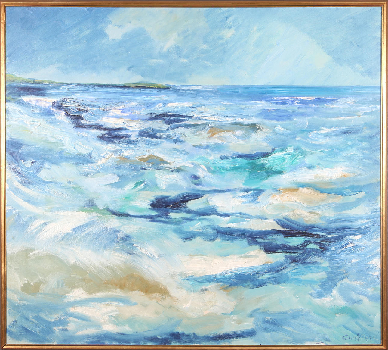 CURT AGGE. Havsmotiv, olja på duk, signerad.