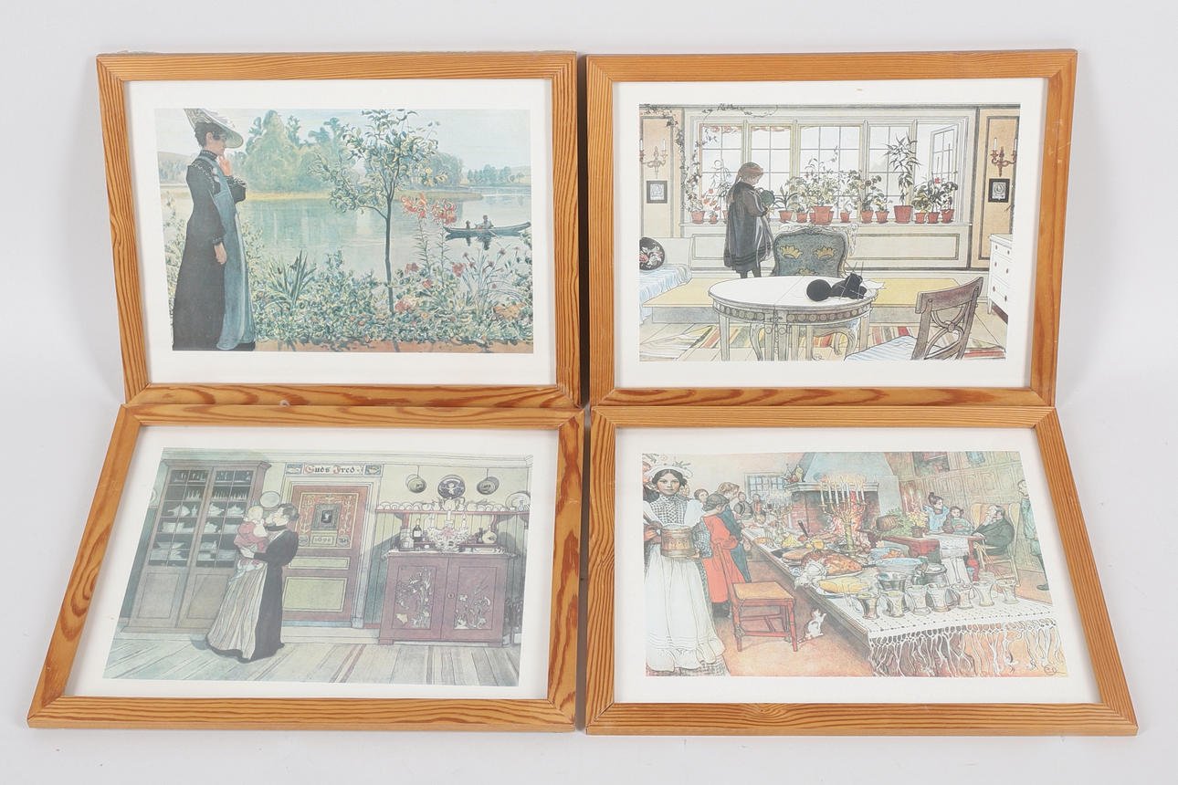 CARL LARSSON. Offsettryck, 4 st. efter, olika motiv.