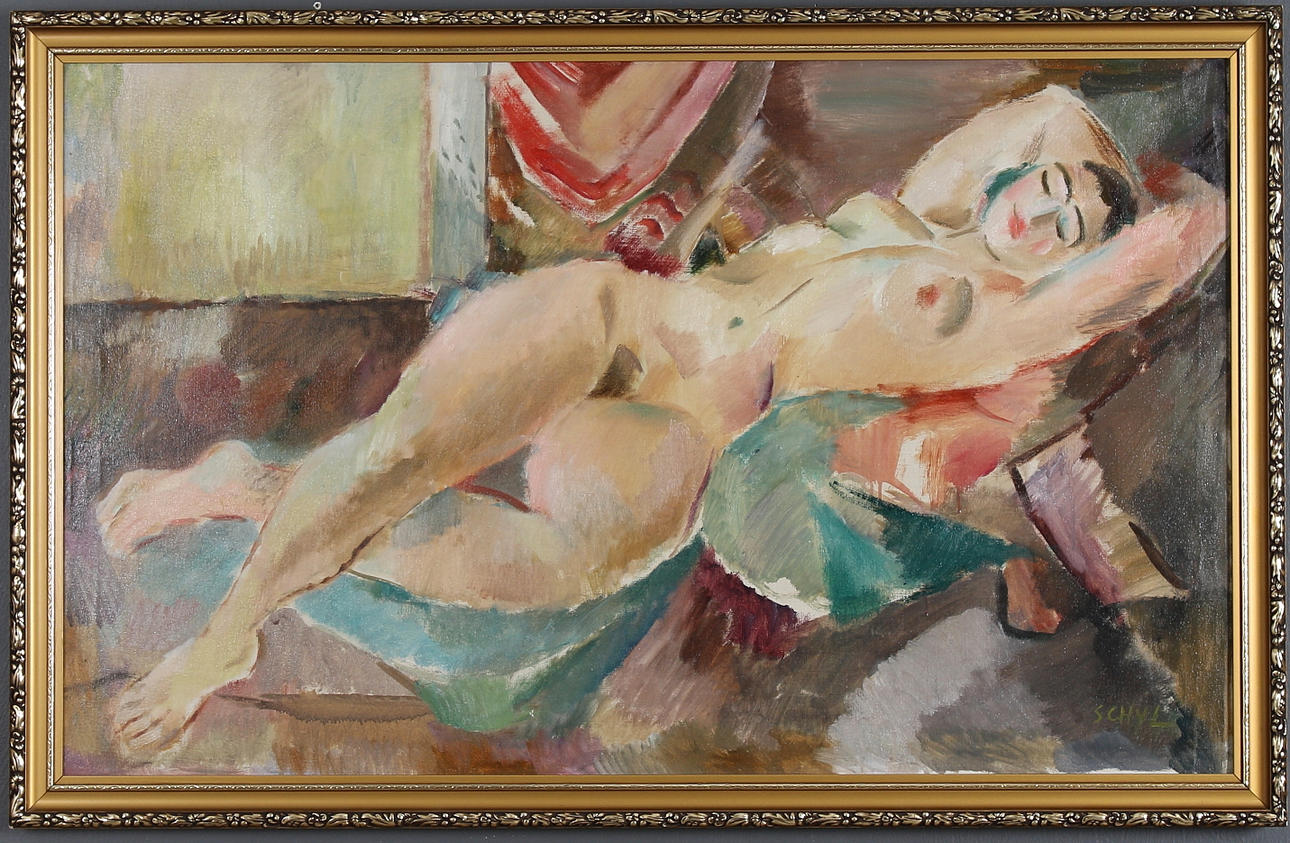 JULES SCHYL. Nakenstudie, olja på duk, signerad.