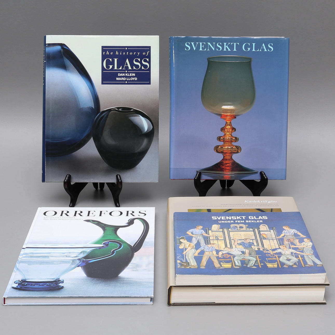 FIVE BOOKS ABOUT GLASS, “Kärlek till glas”, “Orrefors, ett svenskt ...