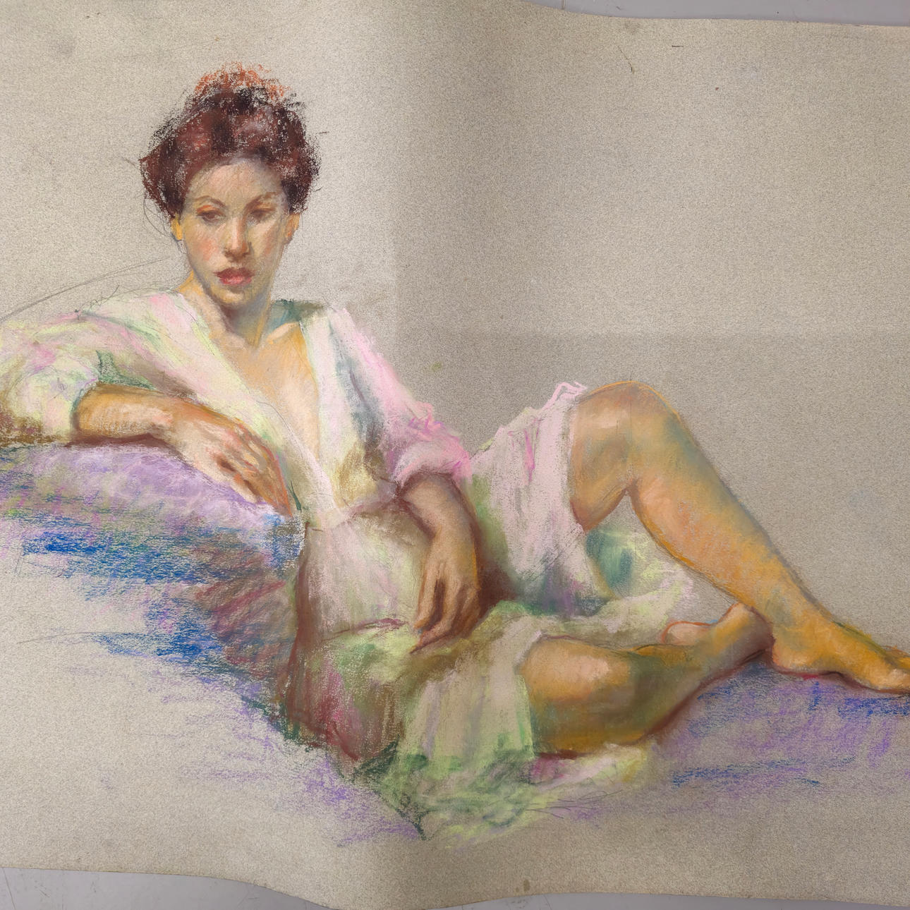 PASTEL PÅ PAPIR, „GRAVID UNG KVINDE“.