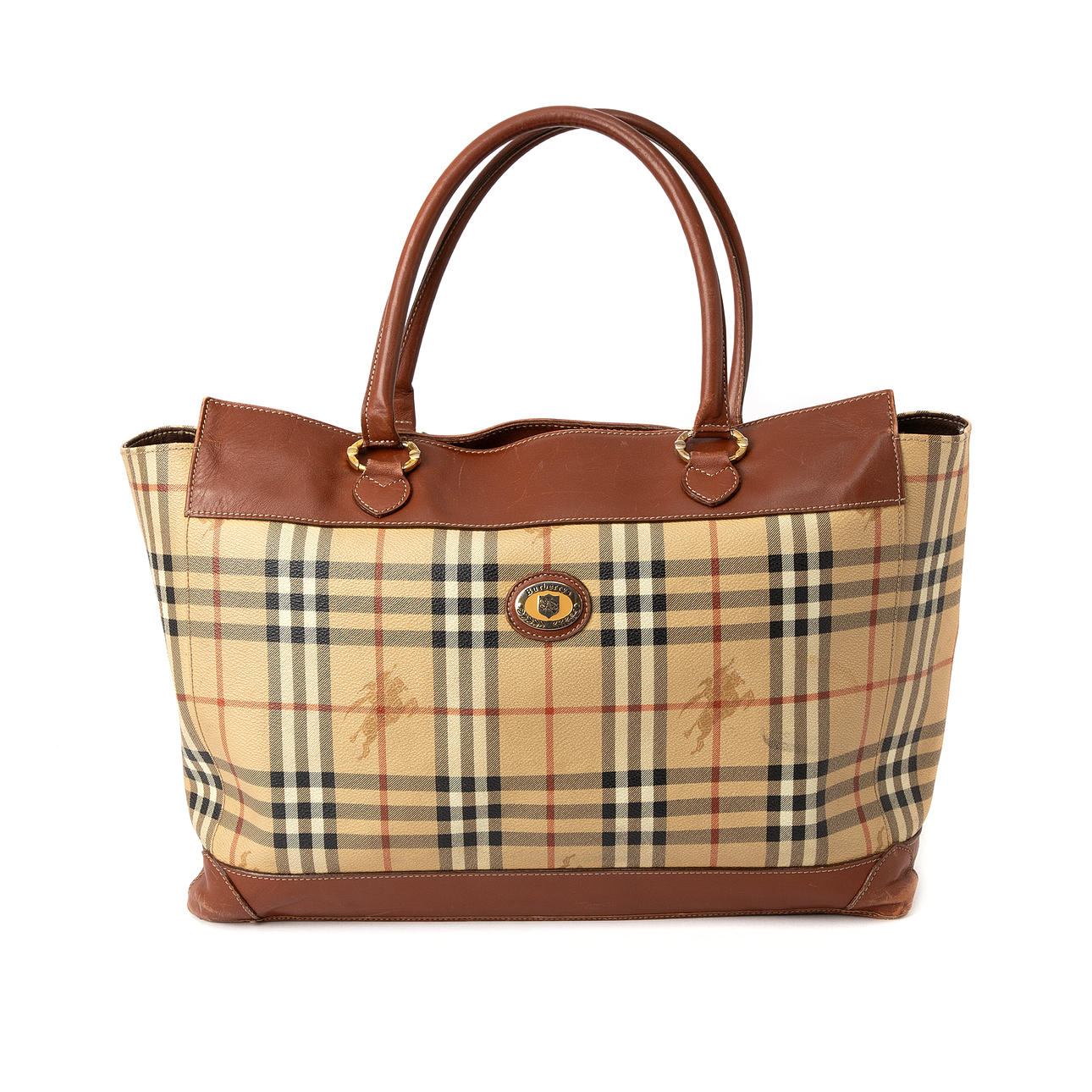 BURBERRY. Väska, coated canvas samt läder.