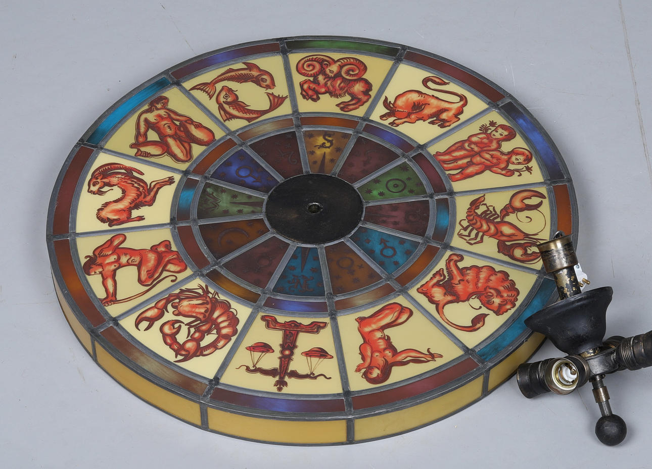 PLAFOND LAMP/CEILING LAMP, STAINED GLASS, 1920/30S.