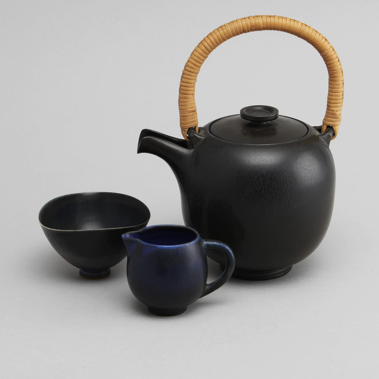 BERNDT FRIBERG. Teservis, 3 delar, stengods, Gustavsberg Studio 1958.