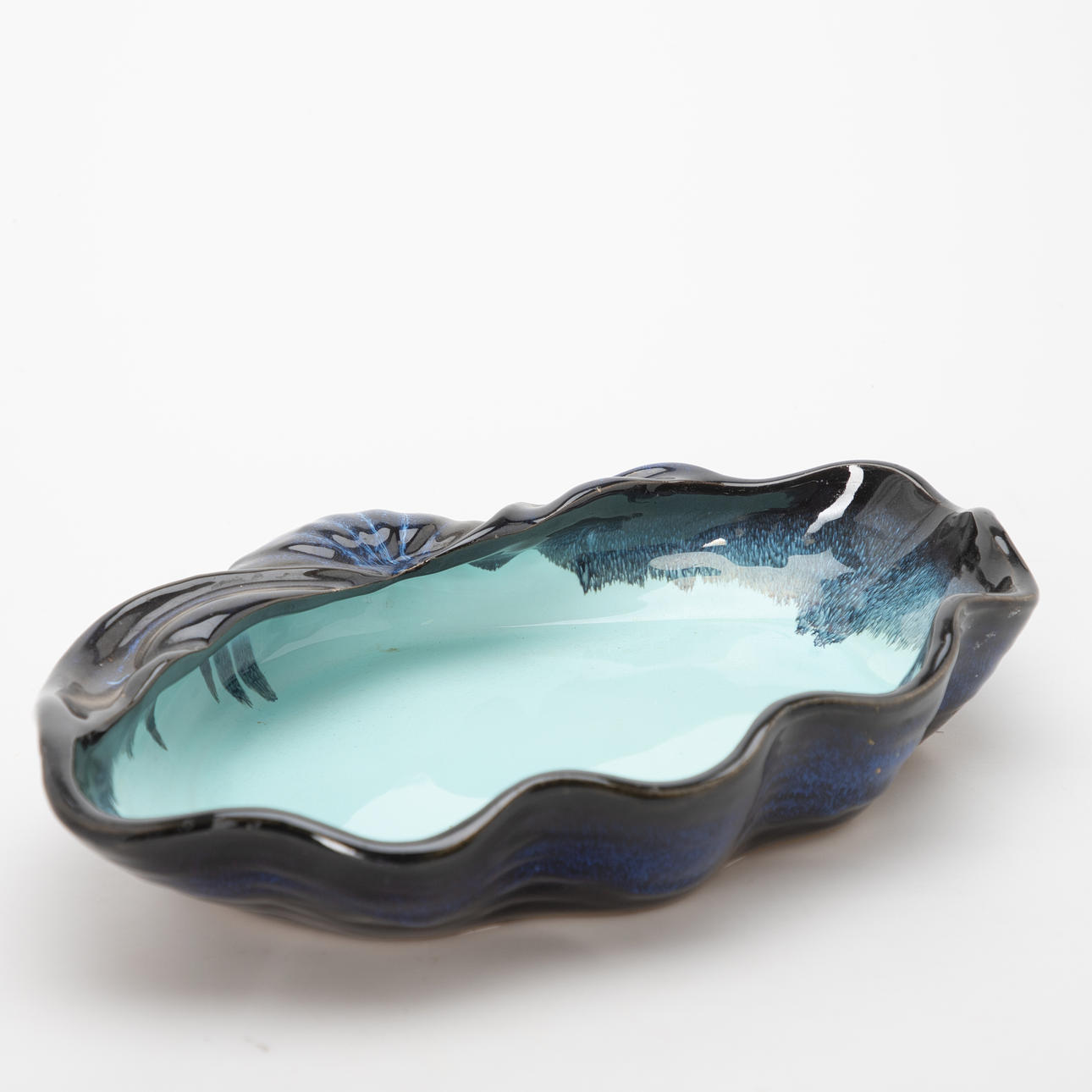 Muschel Keramikschale in blau, 2. Hälfte 20. Jh.