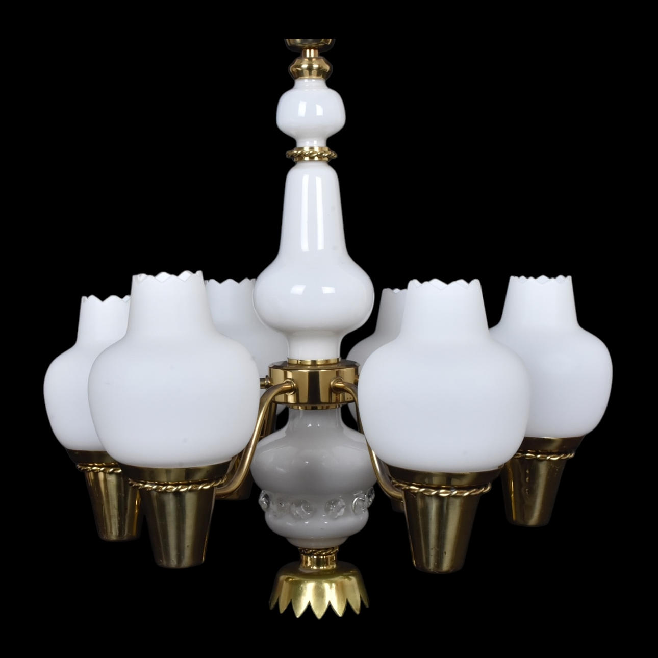 HANS BERGSTRÖM. Taklampa, mässing/glas.