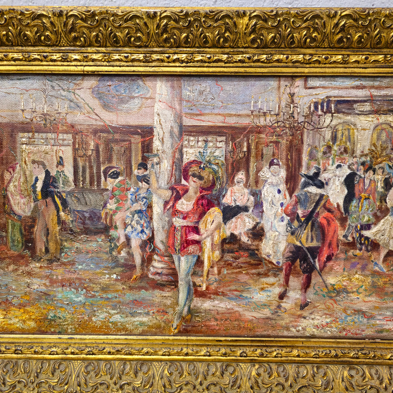 MASQUERADE DANCE. ANONYMOUS. OIL ON CANVAS.