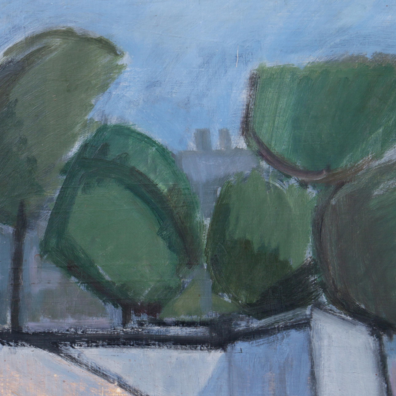 STURE SVENSON. Olja på pannå, motiv av träd, signerad.