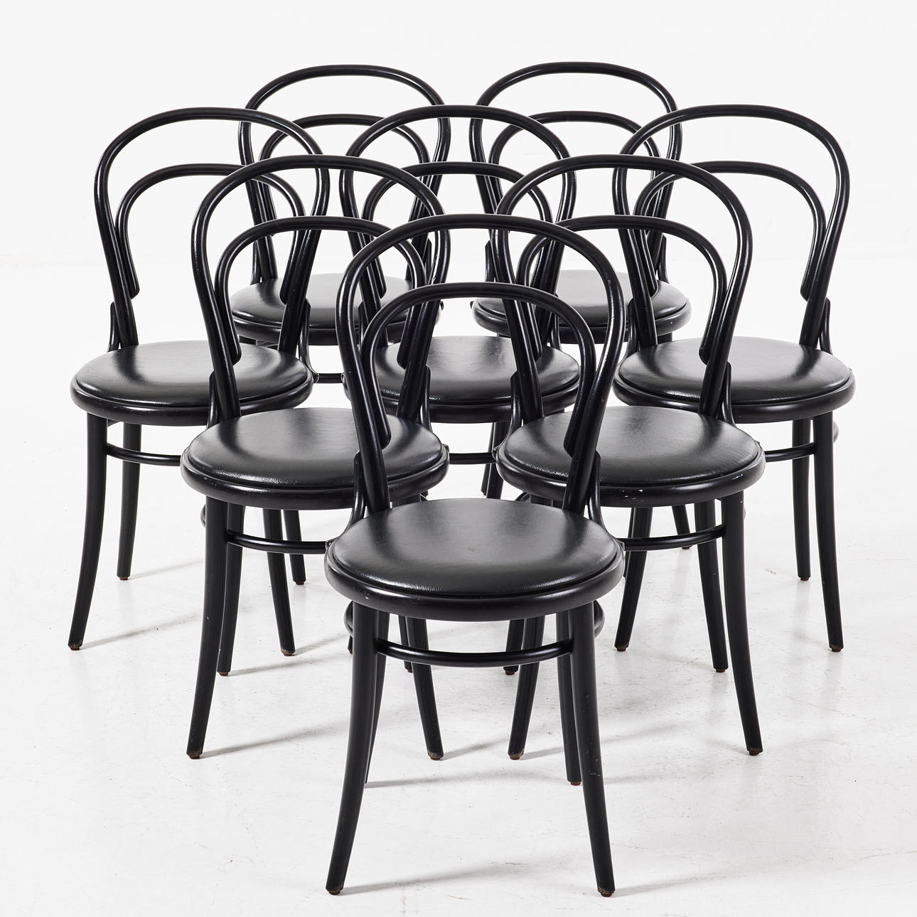 MICHAEL THONET. CHAIRS, 8 pcs, “THONET”, black, labeled.