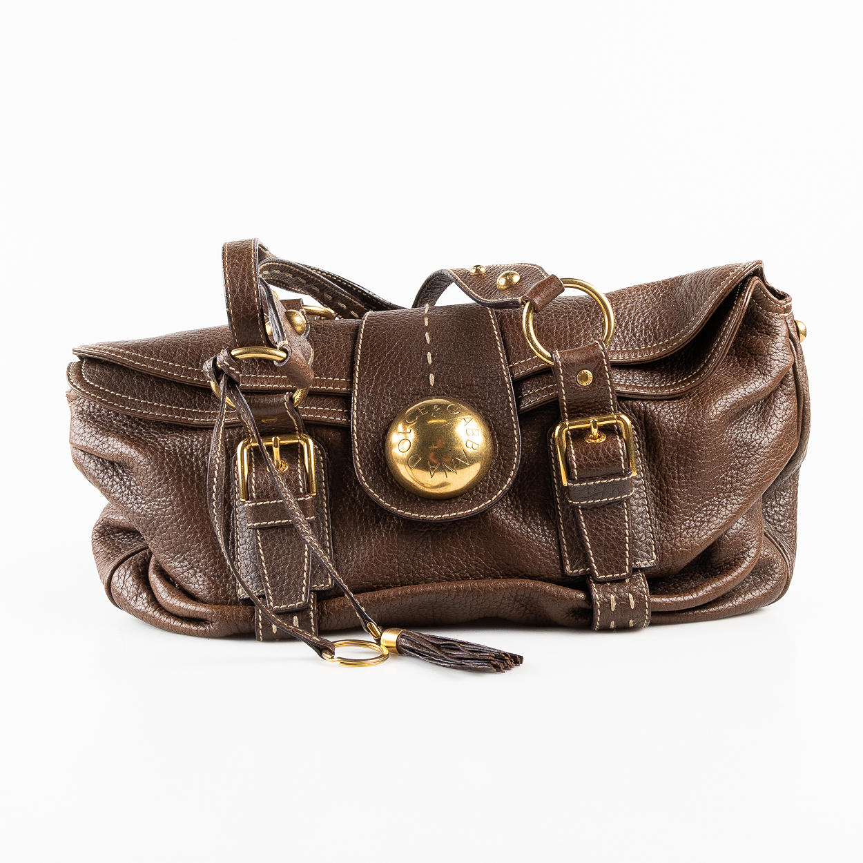 DOLCE & GABBANA, Väska i brun läder.