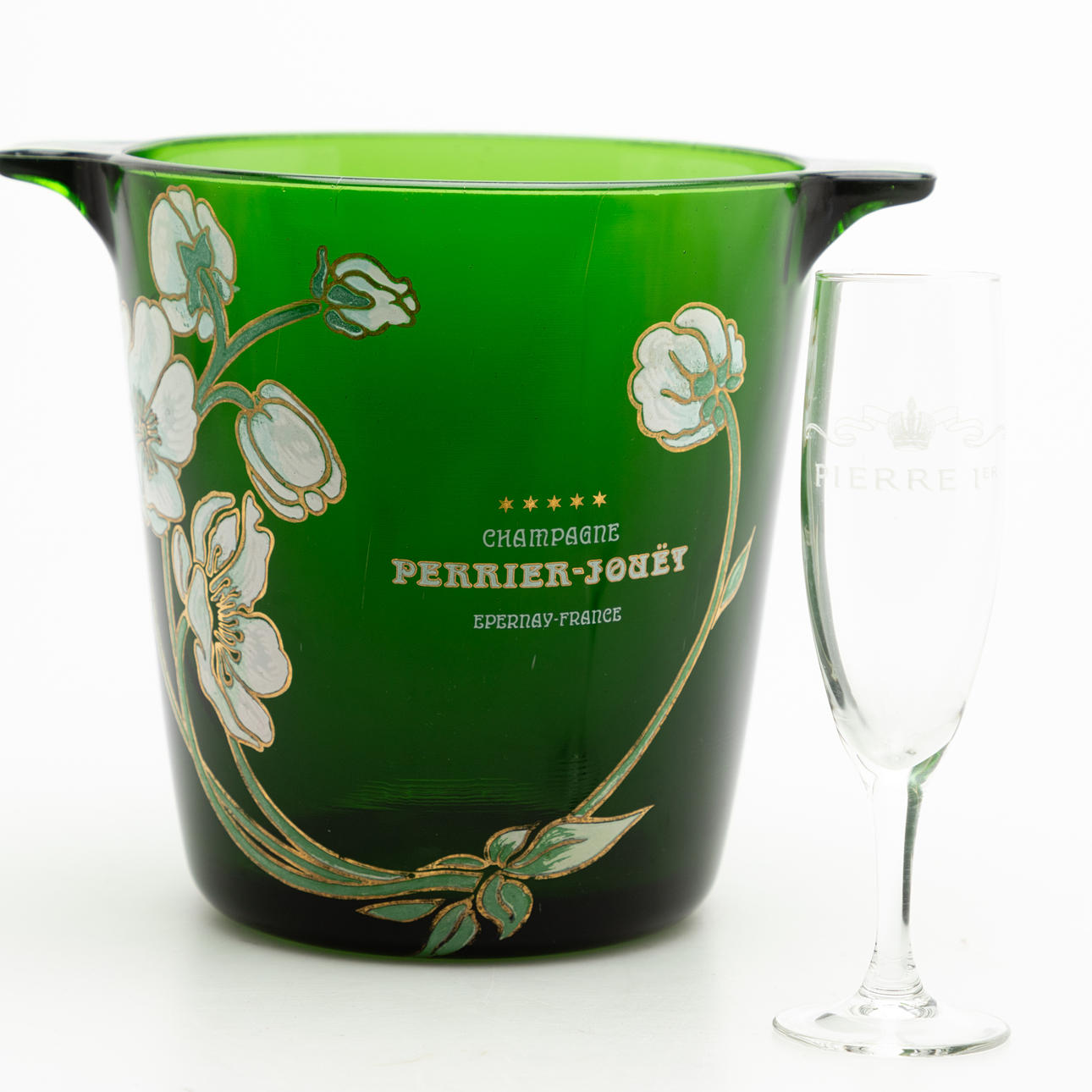 Perrier Jouët. Emile Gallé, Champagnerkühler + Glas (2).