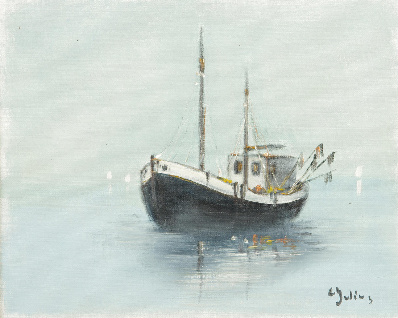 CARL JULIUS. Fiskebåt, olja på duk, signerad C. Julius.