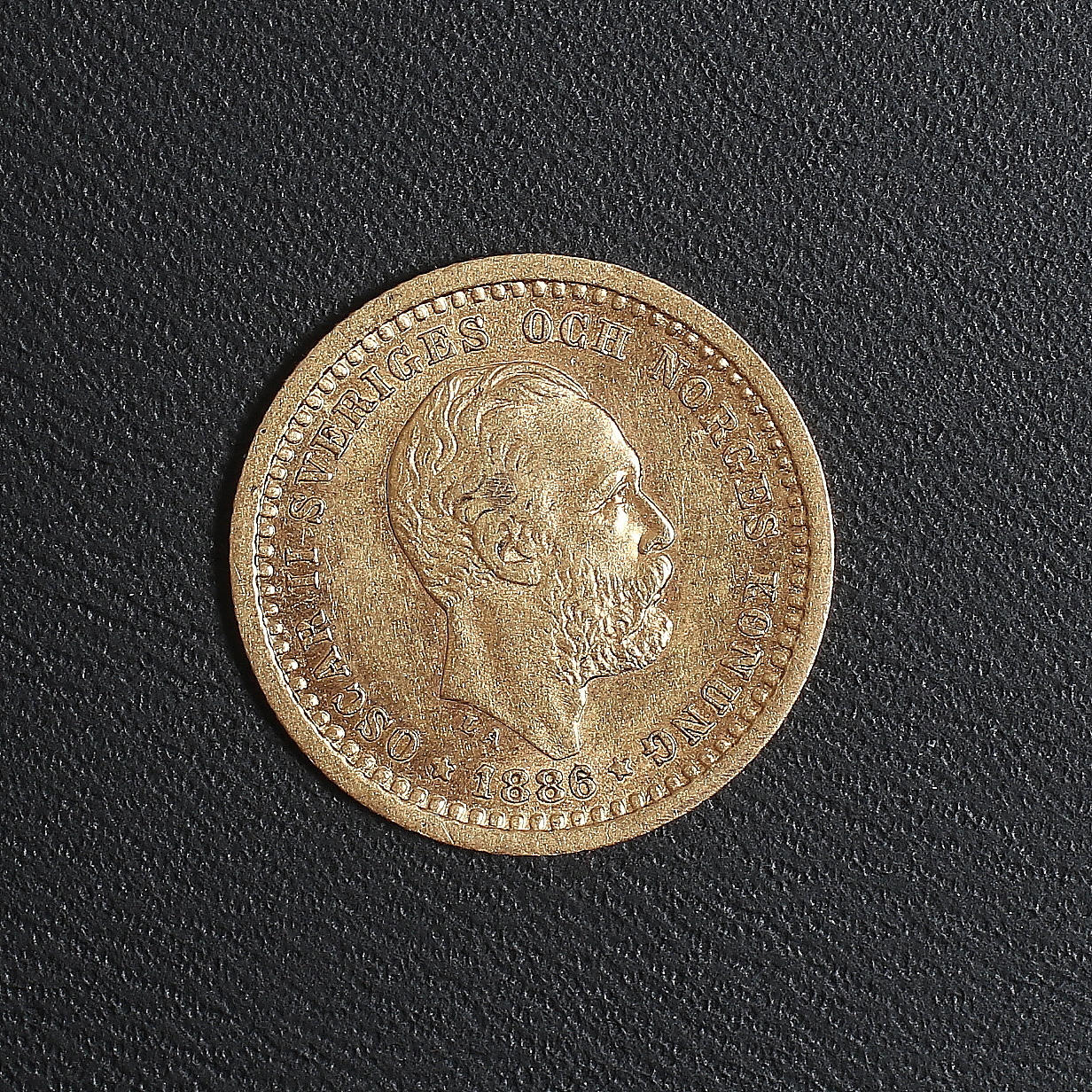 GULDMYNT, Oscar II, 5 kr 1886.