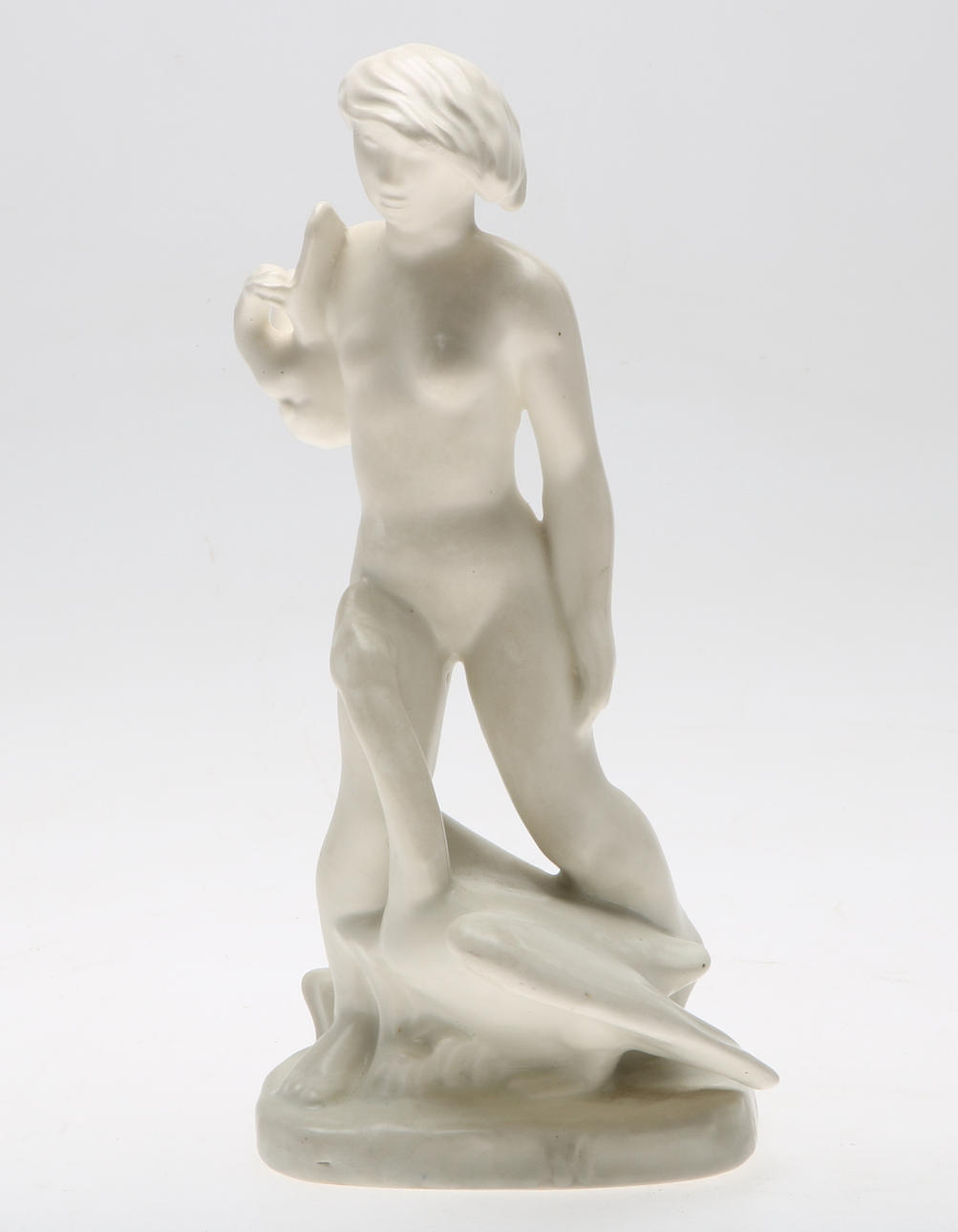 FIGURIN, porslin, "Leda och svanen", Nils Hansson, signerad, Gefle.