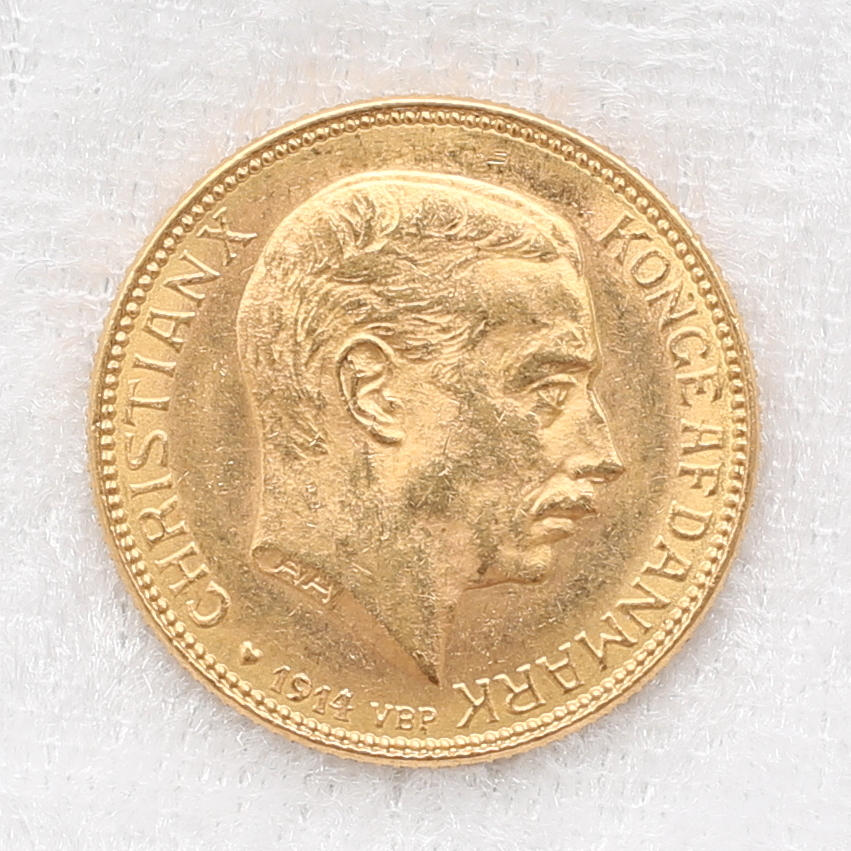 GULDMYNT, 20 kr, Christian X, Danmark, 1914, 9,0 gram.