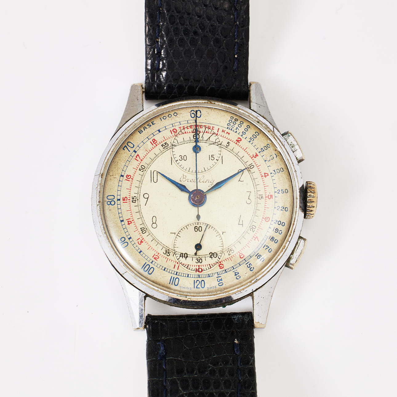 BREITLING, wristwatch, steel back, 1940s/50s.