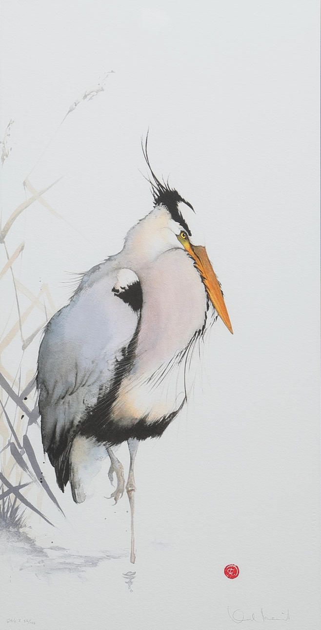 KARL MÅRTENS. Lithograph, “Häger”, signed, numbered 52/100.
