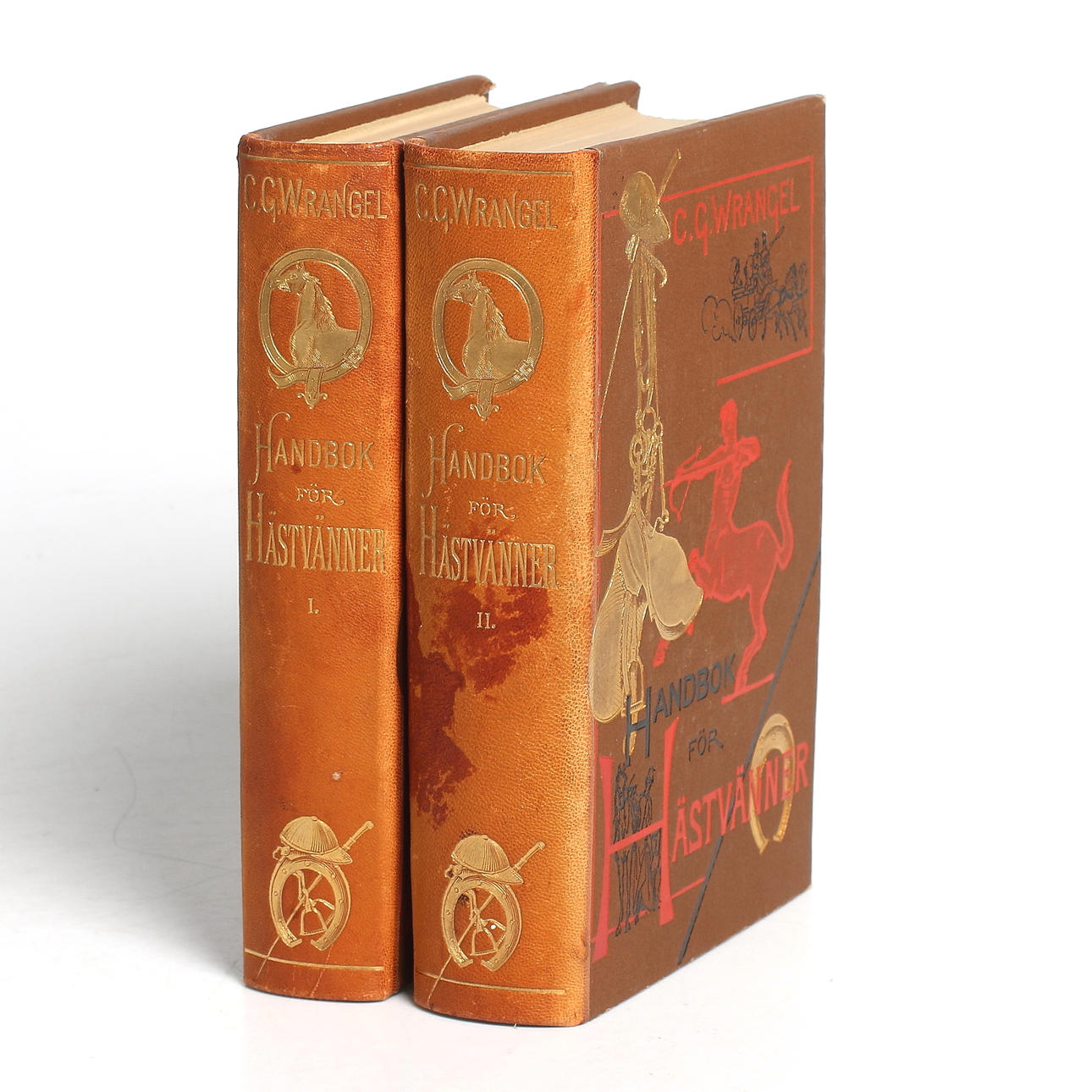 BÖCKER, 2 vol. "Handbok för Hästvänner I-II", C.G. Wrangel, Albert Bonniers förlag, Stockholm, 1887.