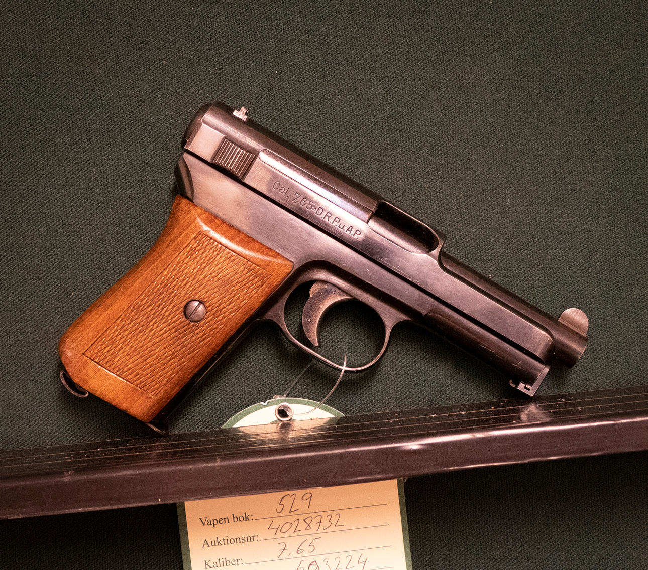 Mauser Modell 1914 Kaliber 7.65. Till-Nr. 50324.