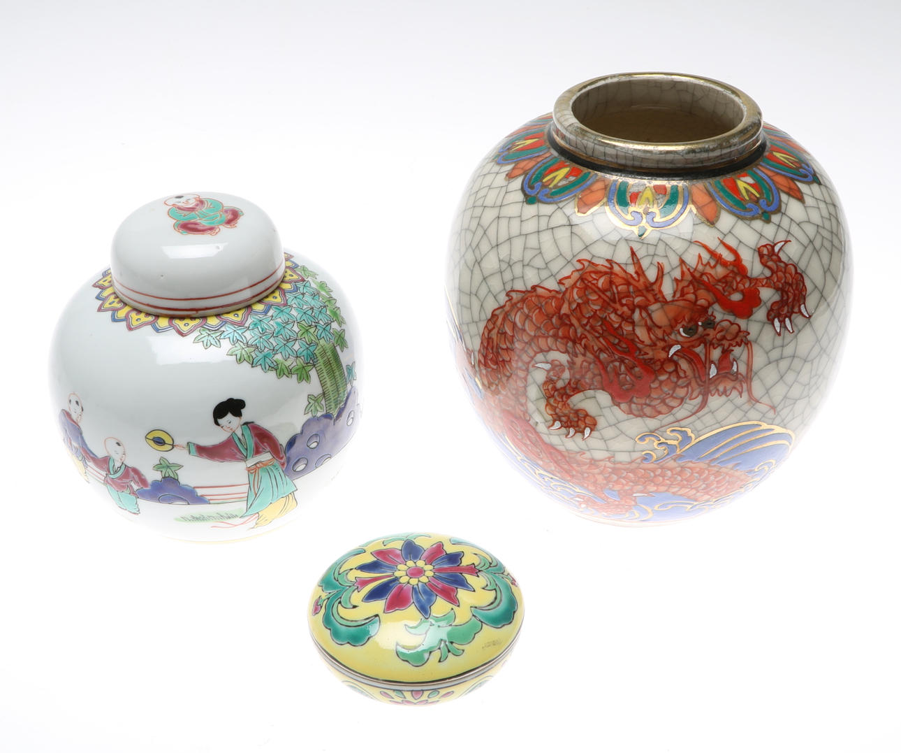 LOCKURNA, VAS, LOCKSKÅL, 3 delar, porslin, Kina.