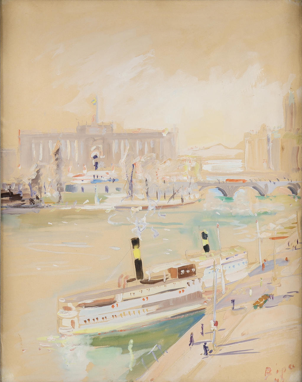 HANS RIPA. Vista del edificio del Riksdag desde Strömgatan, Estocolmo.