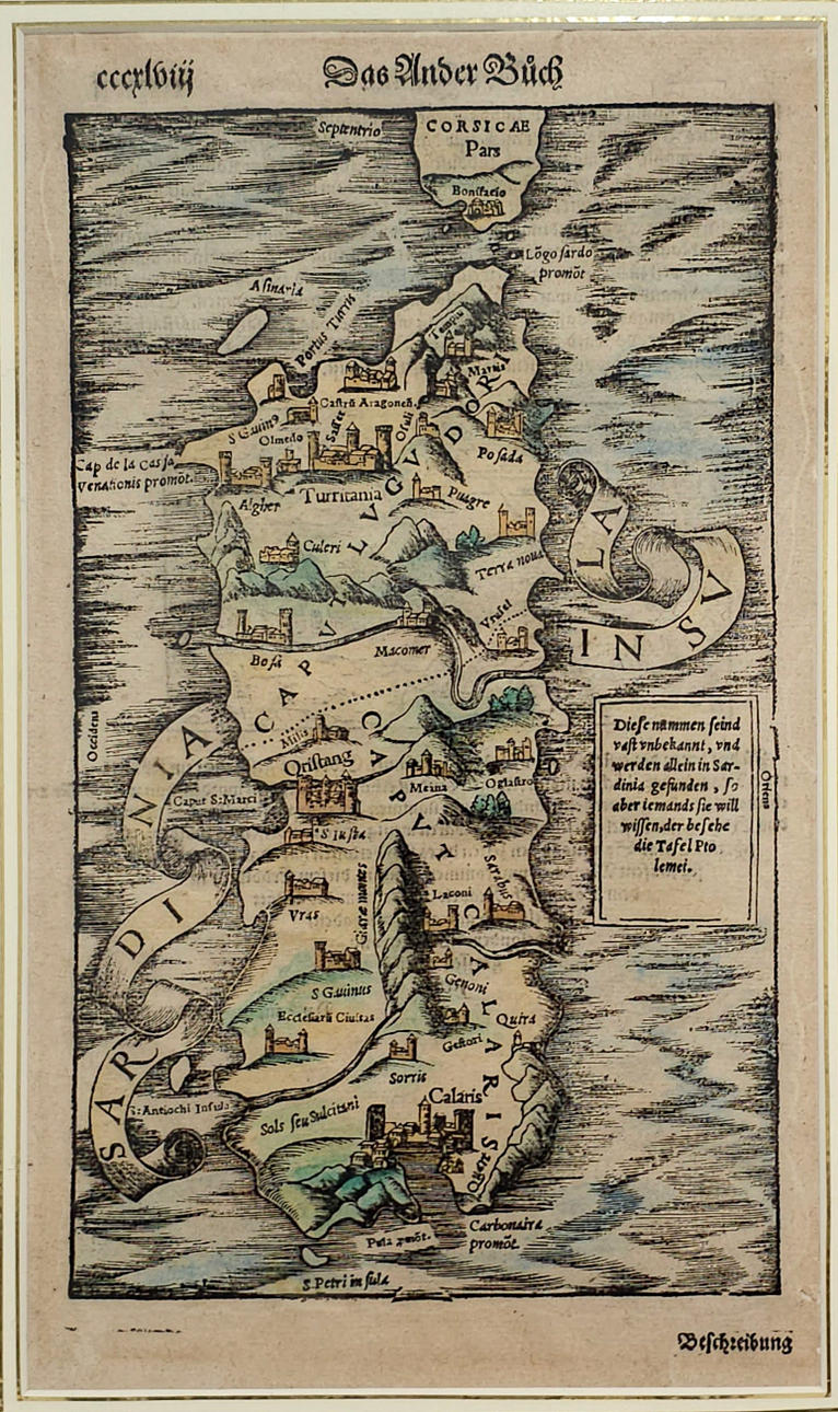 Karta över Sardinien.