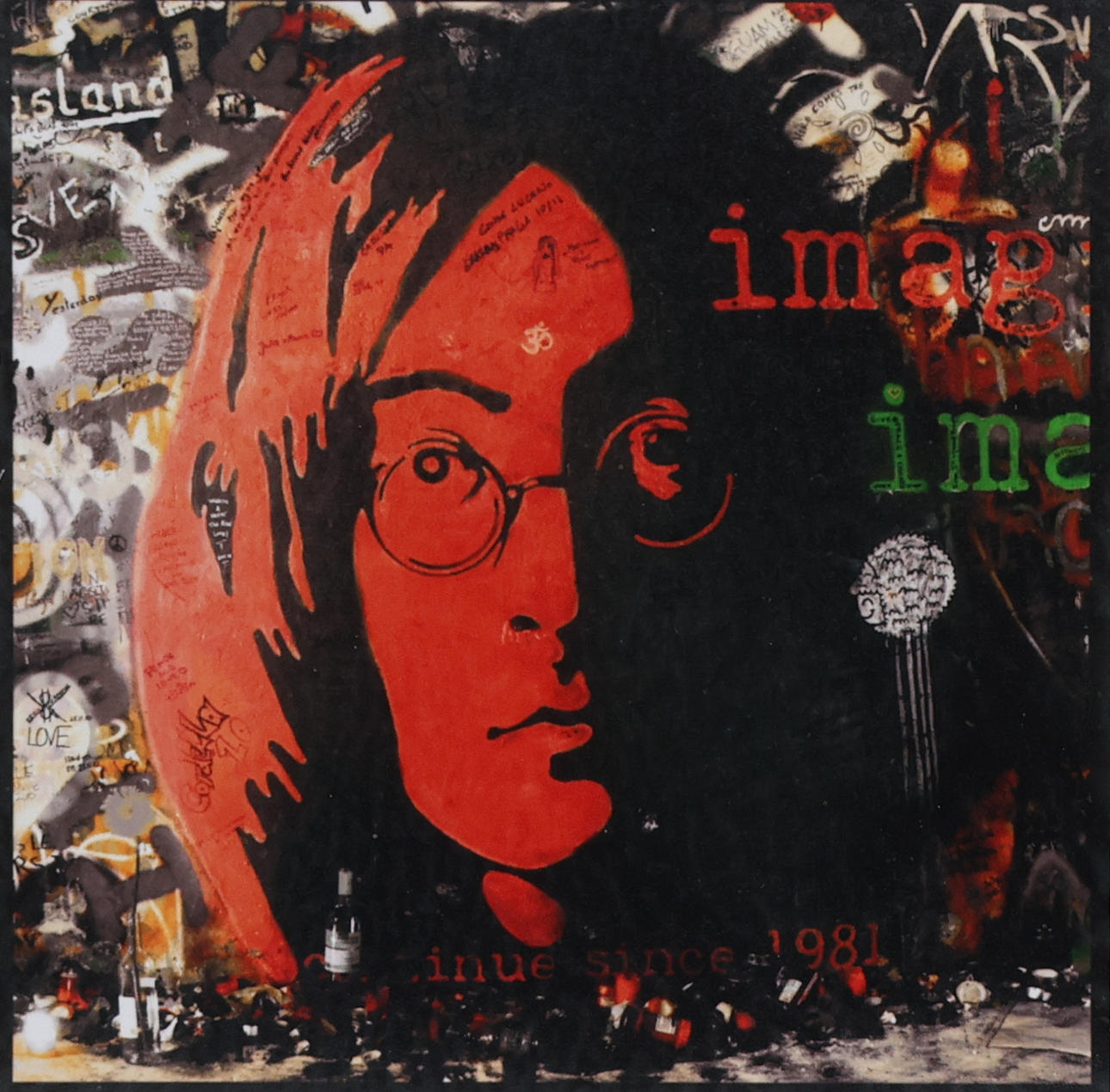 OIDENTIFIERAD KONSTNÄR. John Lennon, lithographic print, indistinctly signed.