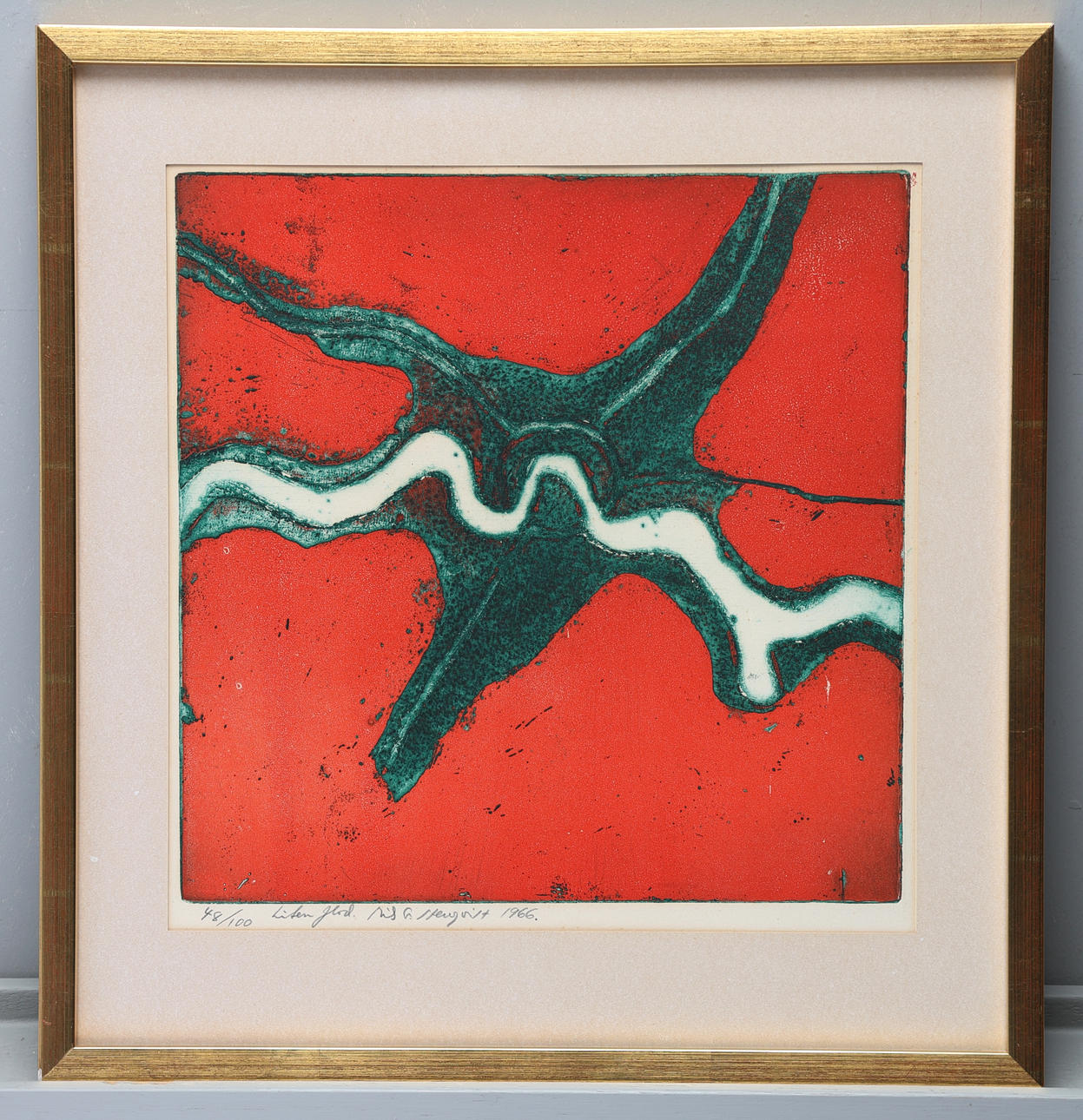 NILS G STENQVIST. Lithograph, 'Little River', signed, dated 1966, numbered 48/100.