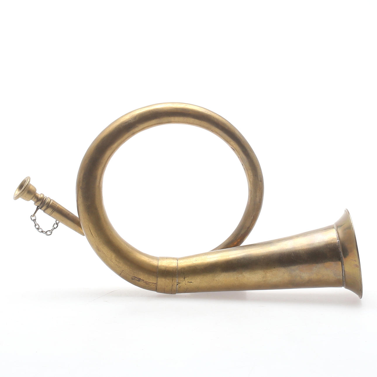 BLÅSHORN, 2 st, för jakt, mässing/metall, 1900-tal.