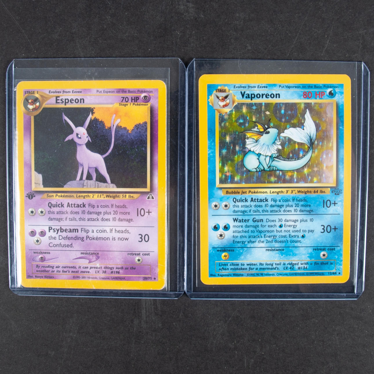 POKMON CARDS - Espeon 1st Edition, Vaporeon Holo. Toys - Toys - Auctionet