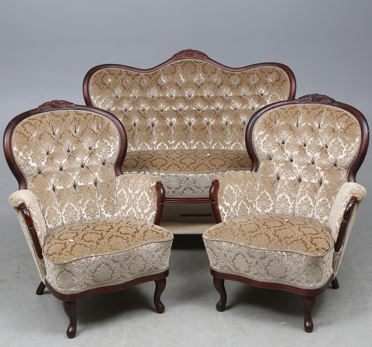 SOFFGRUPP, 3 delar, nyrokokostil, 1900-tal.