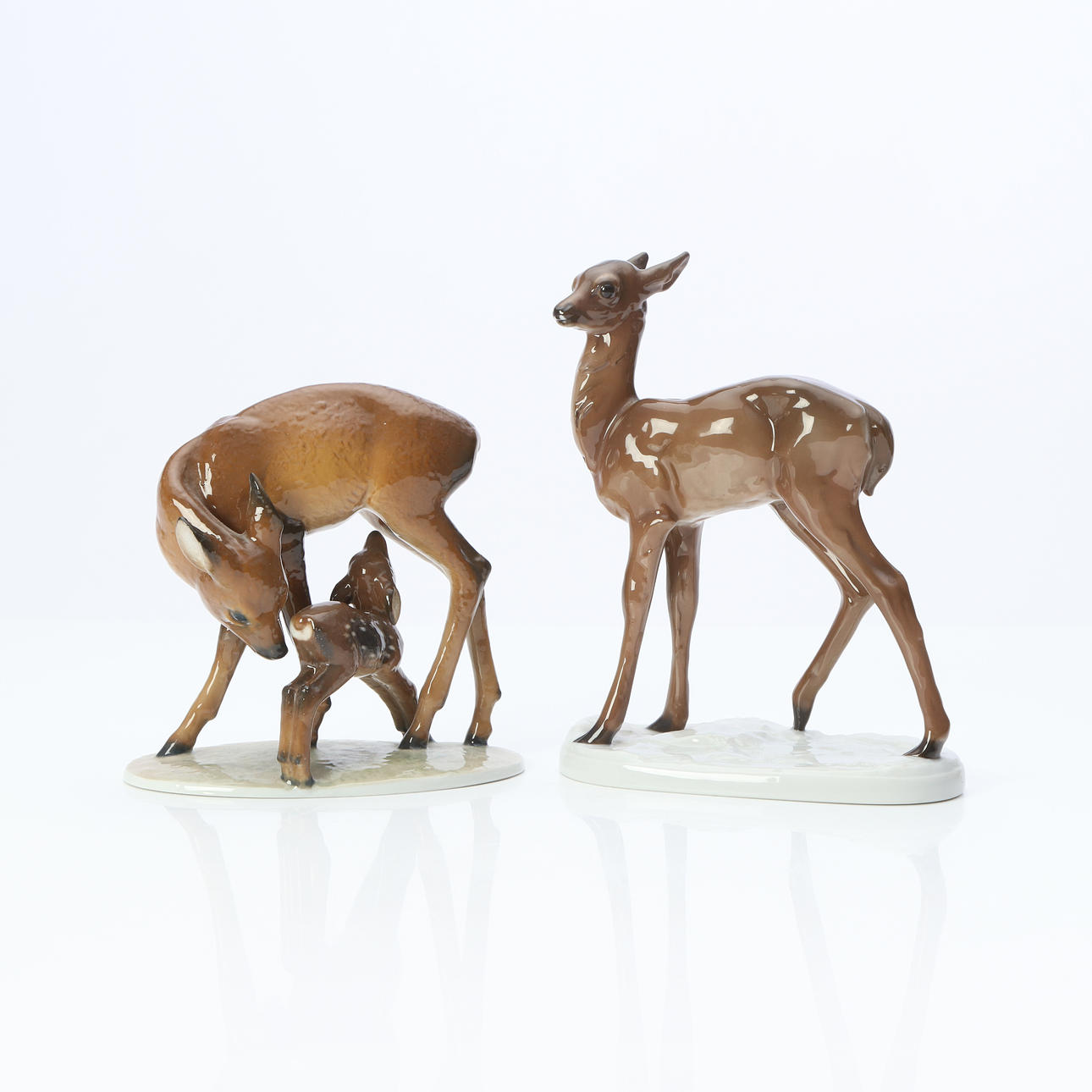 ROSENTHAL, FIGURINES, TWO PCS. Porcelain. Deer. Marked underneath.