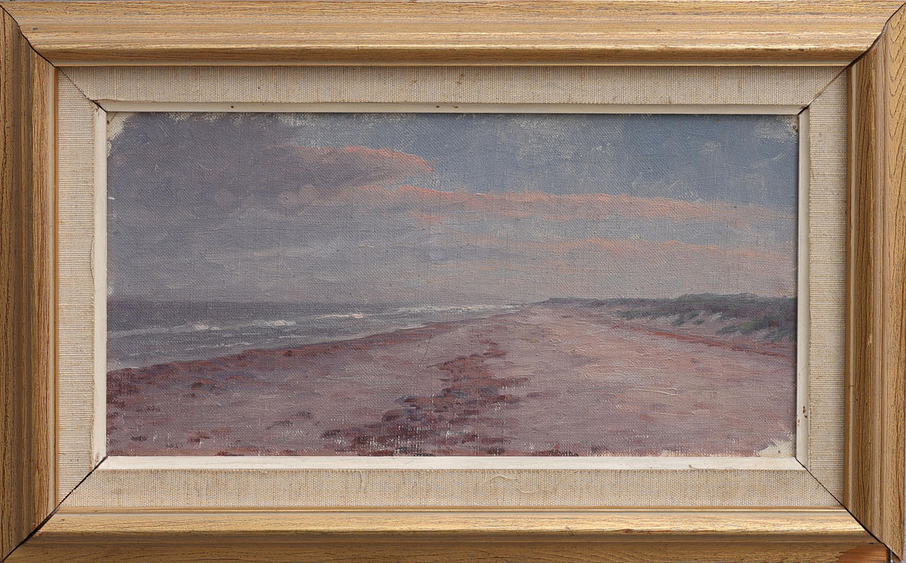 JOHAN KROUTHÉN. Attributed to. SKETCH IN OIL ON CANVAS, BEACH MOTIF, UNSIGNED.