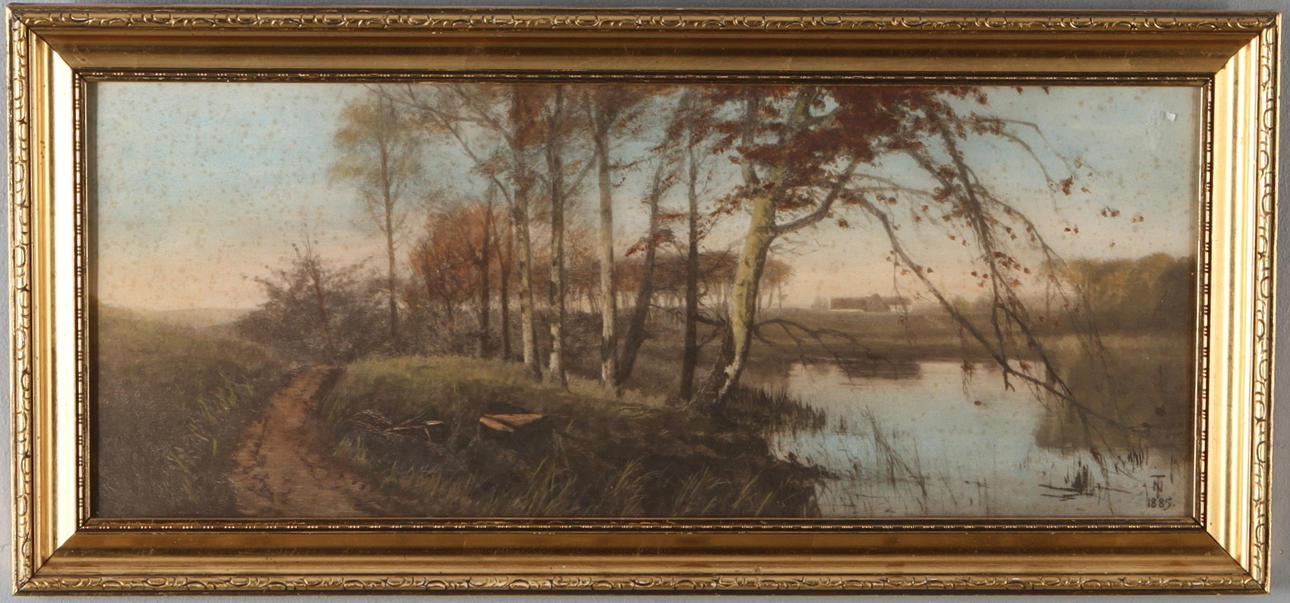 THORVALD NISS. Landskapsmotiv, blandteknik, monogramsignerad TN.