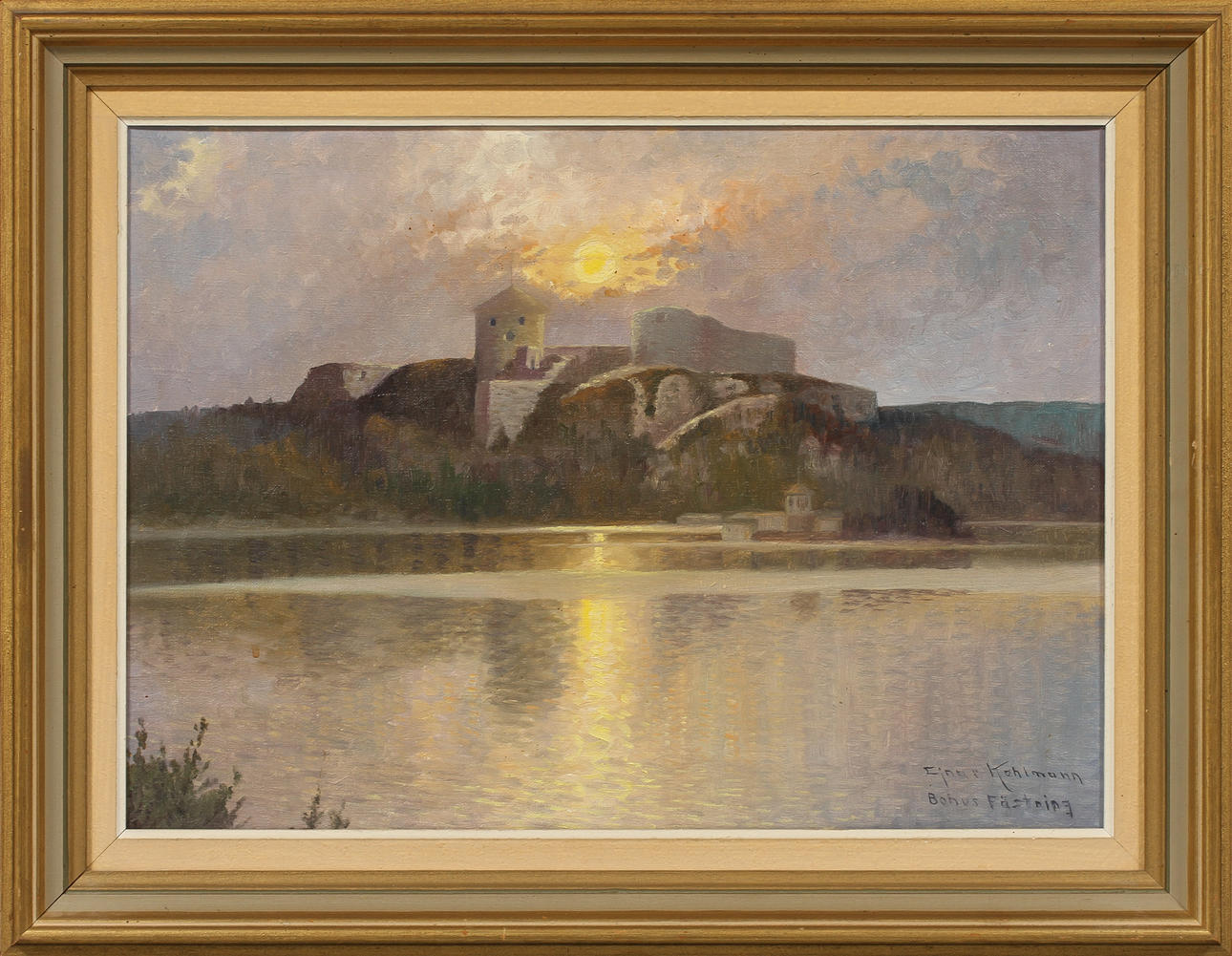 EINAR KOHLMANN. "Bohus fästning", olja på duk, signerad.