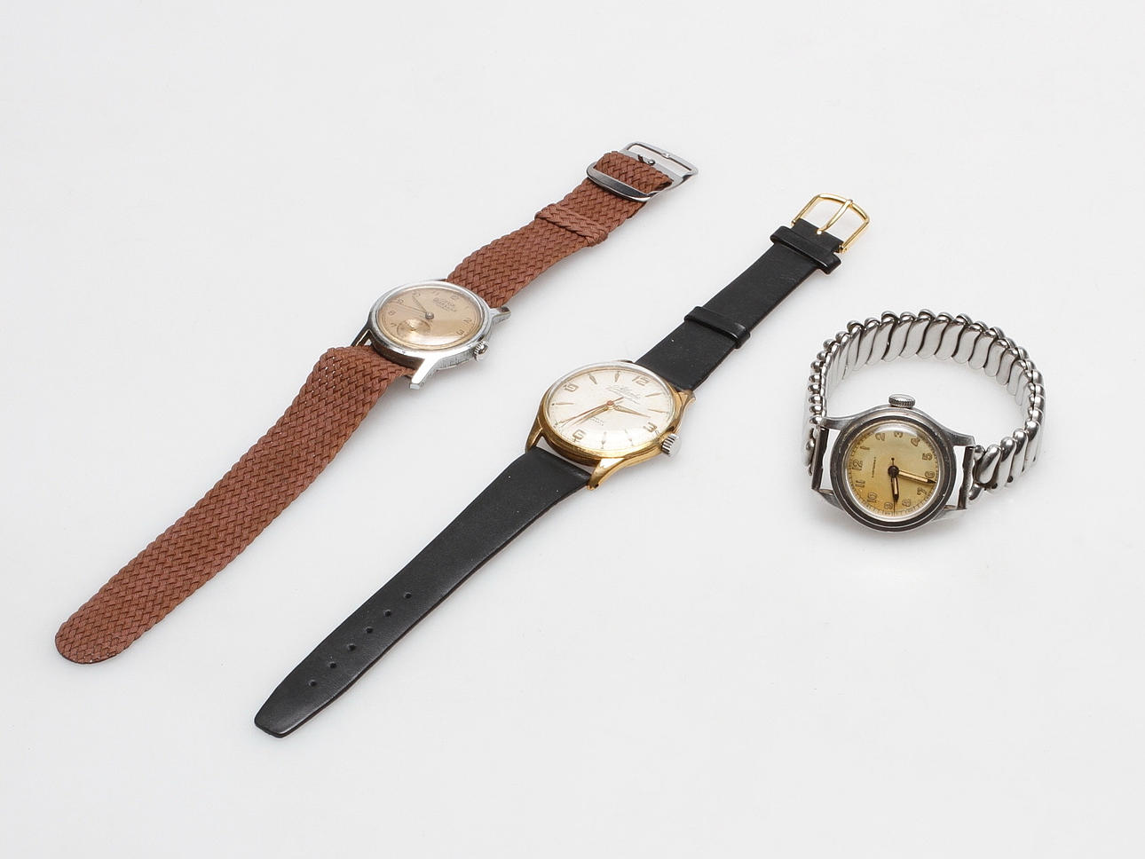 HERRARMBANDSUR, 3 st, bl.a. Longines, 1900-talets mitt.