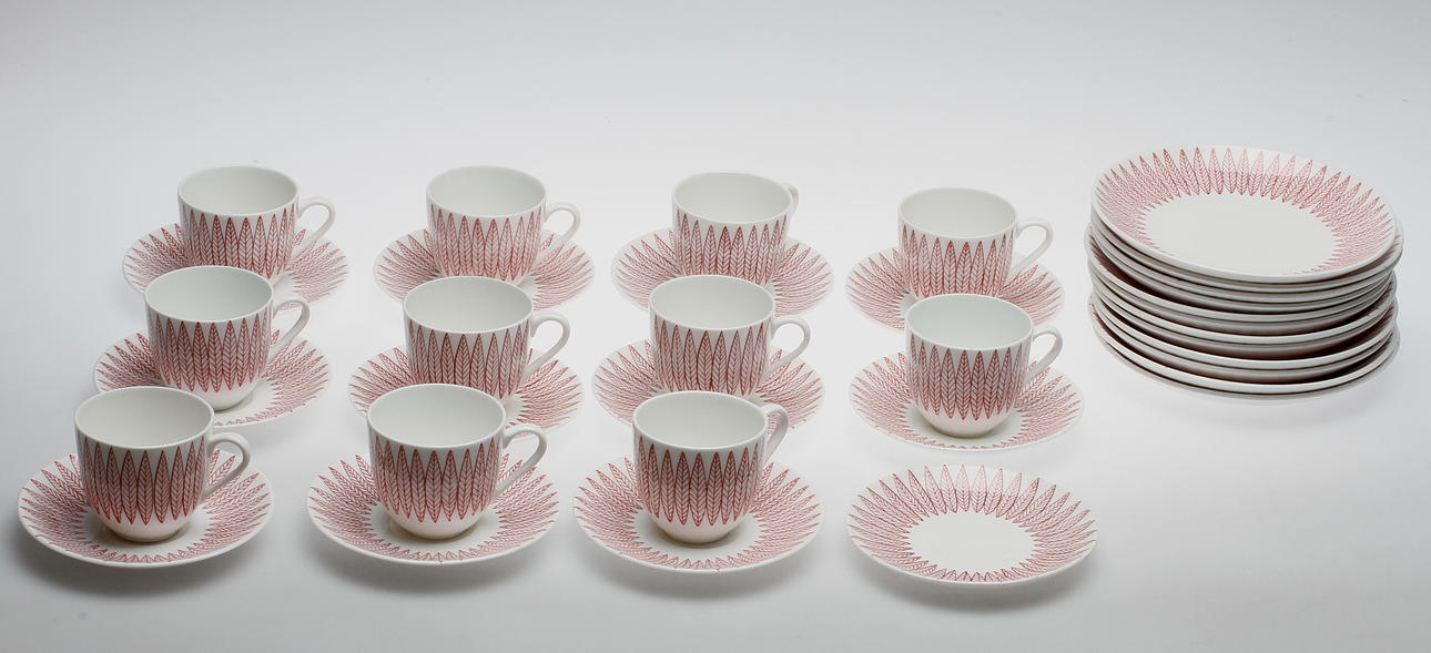 SERVISDELAR, 23 delar, benporslin, "Salix", Stig Lindberg, Gustavsberg.