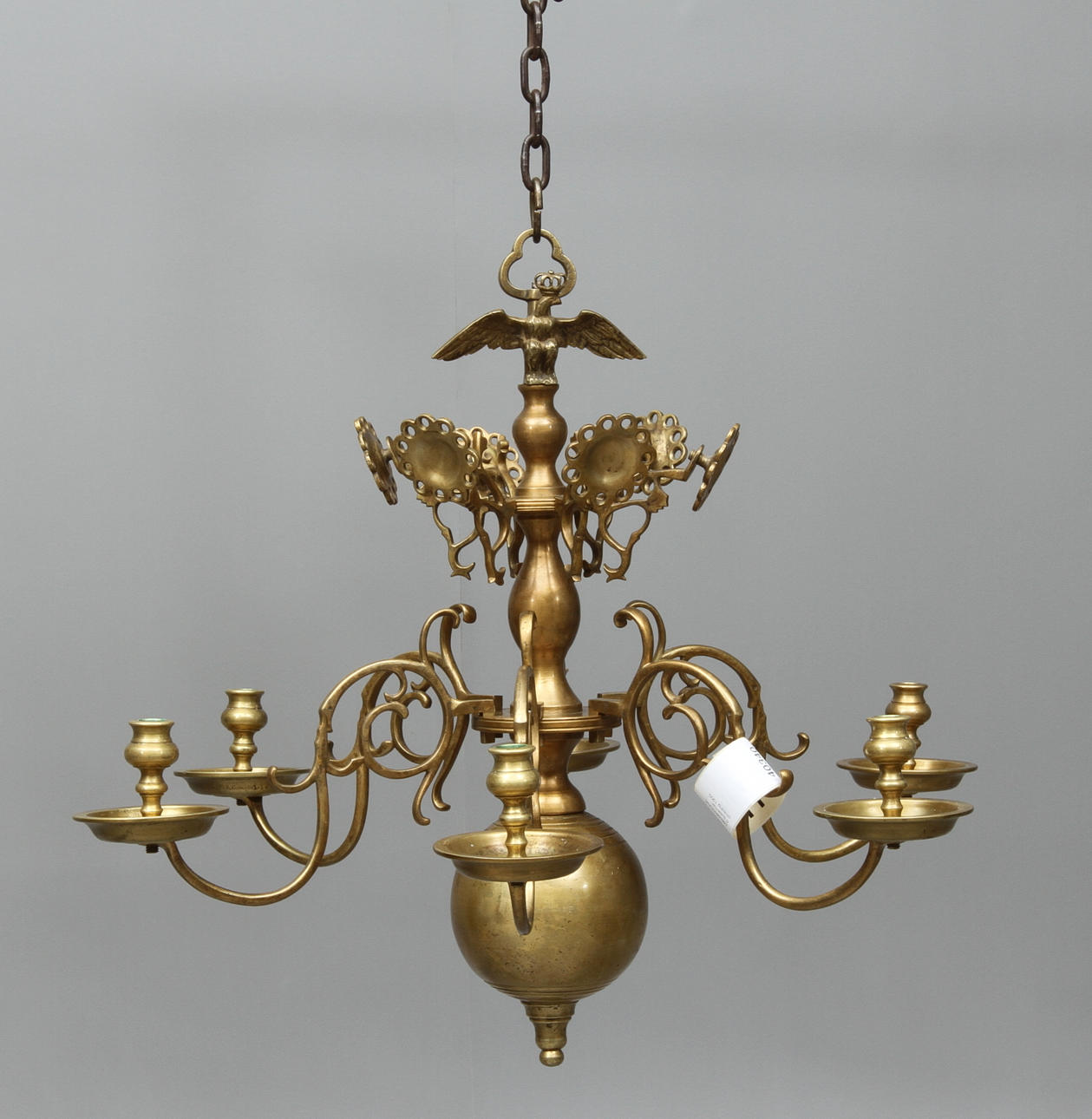 MALMKRONA, 6 ljusarmar, omkring 1900.