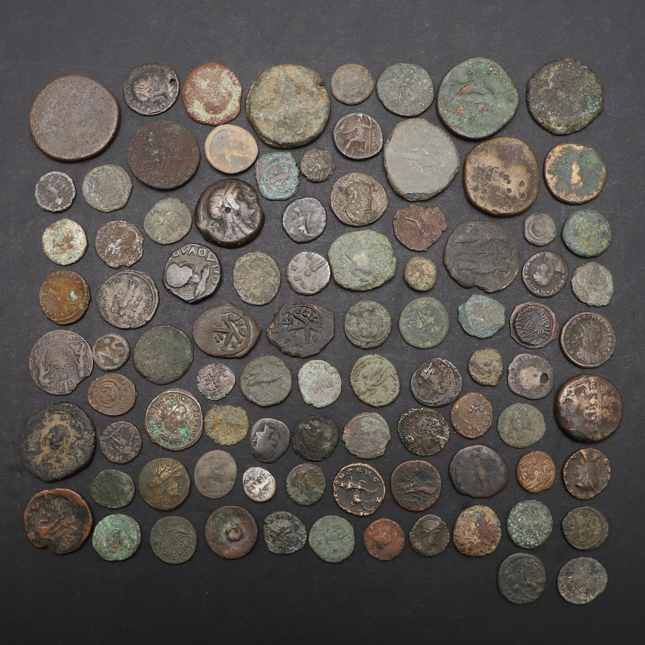 A COLLECTION OF ROMAN AND OTHER COINS IN UNCLEANED CONDITION. Coins ...