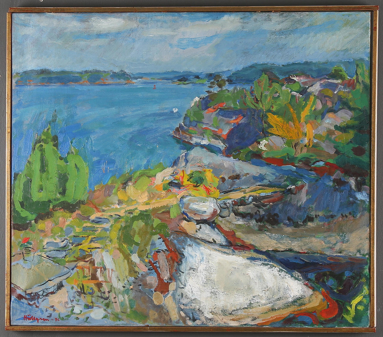 INGVAR HÄLLGREN. Gouache på duk, signerad och daterad -76.