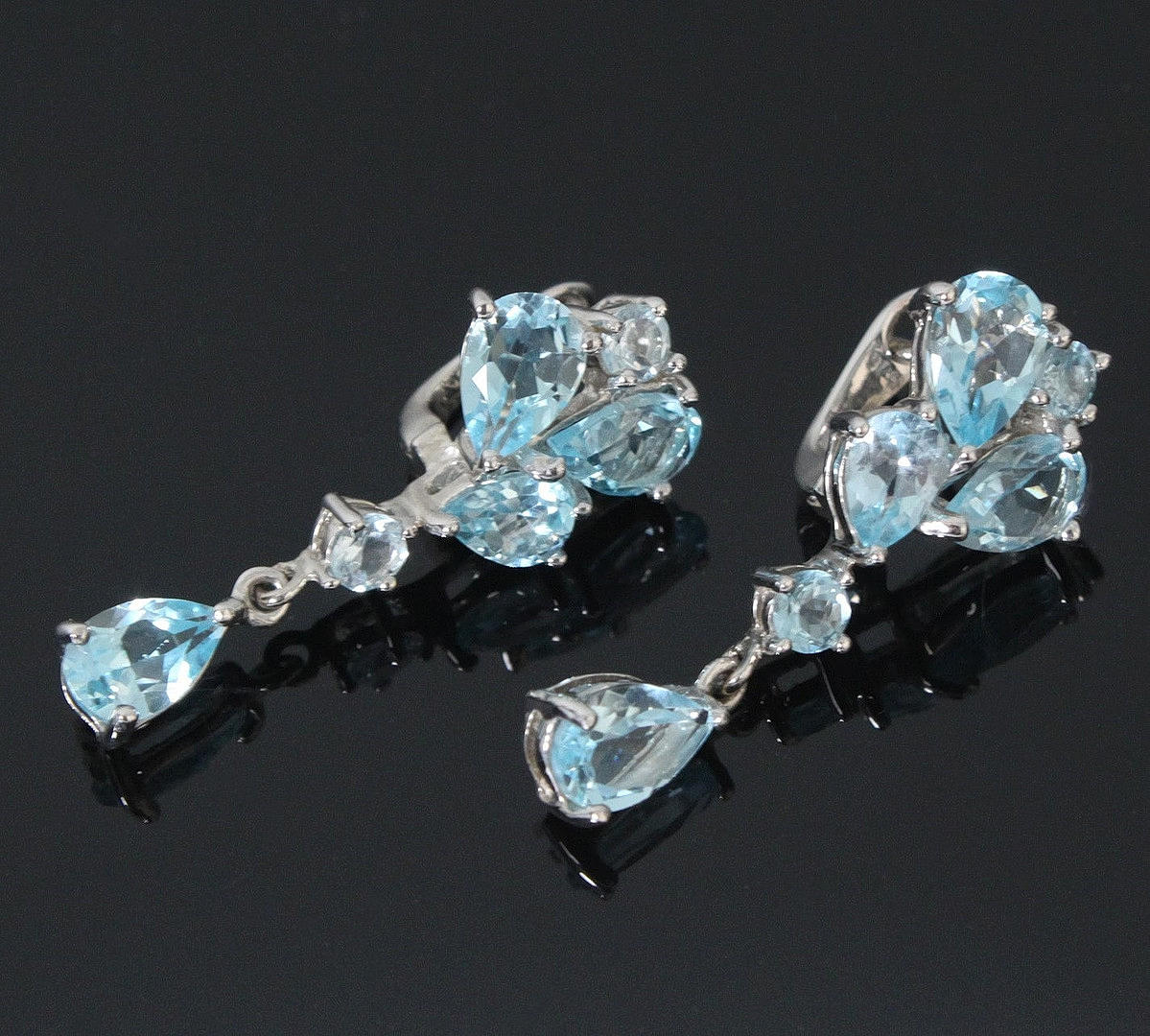 Himmelblå topas örhängen, 925 silver.