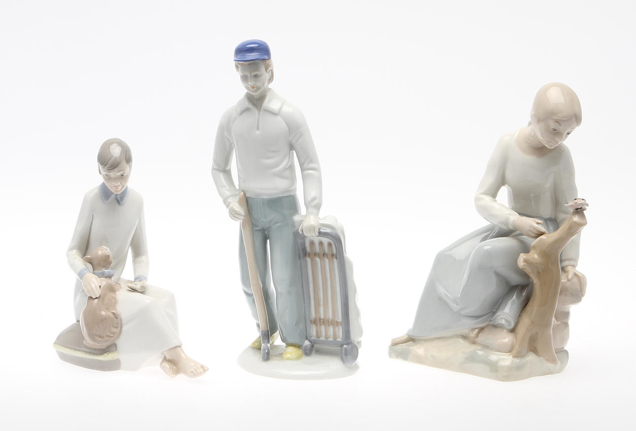 FIGURINER, 3 st, porslin, Spanien.