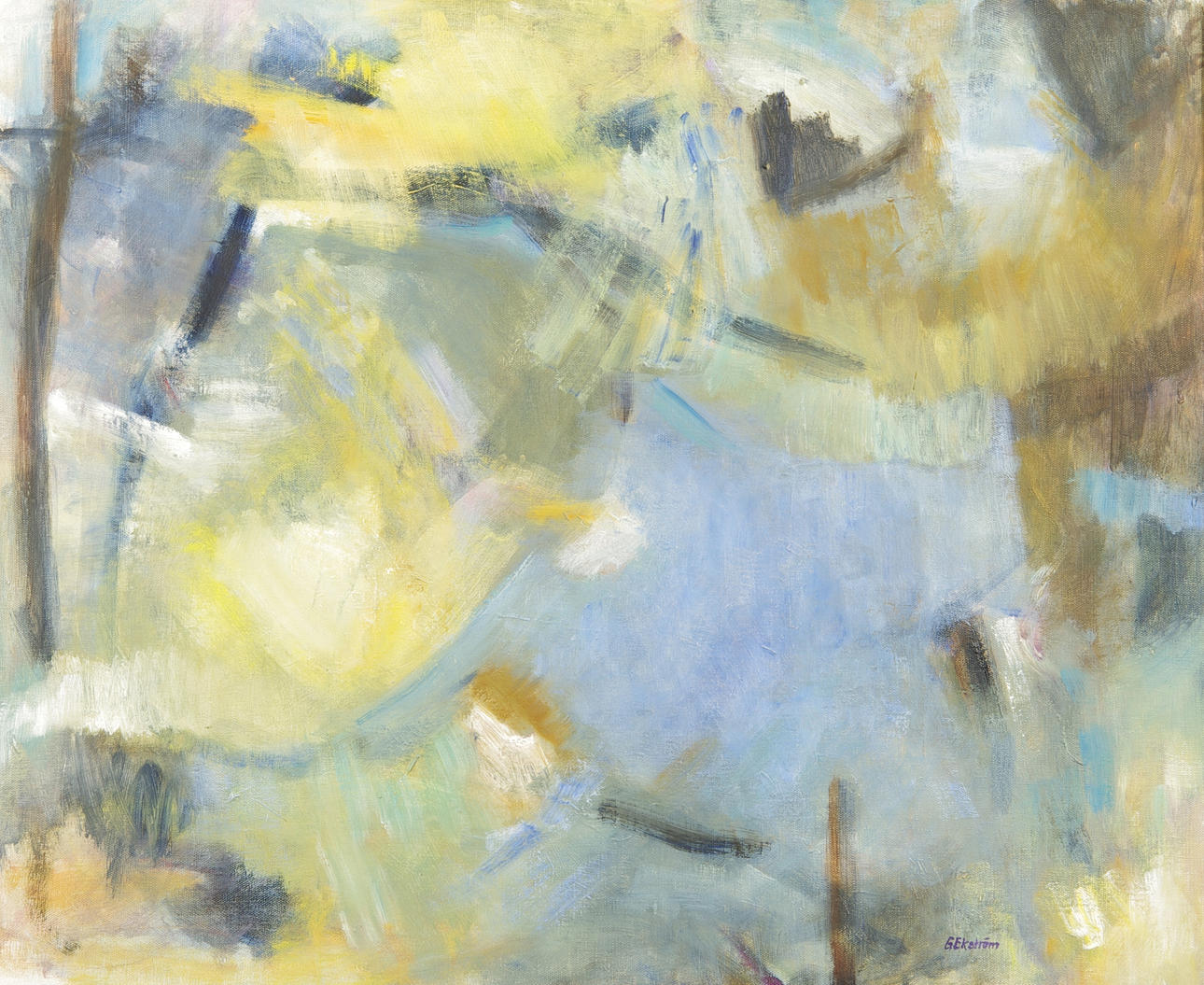 GUNILLA EKSTRÖM. "Vingslag", olja på duk, signerad G. Ekström.