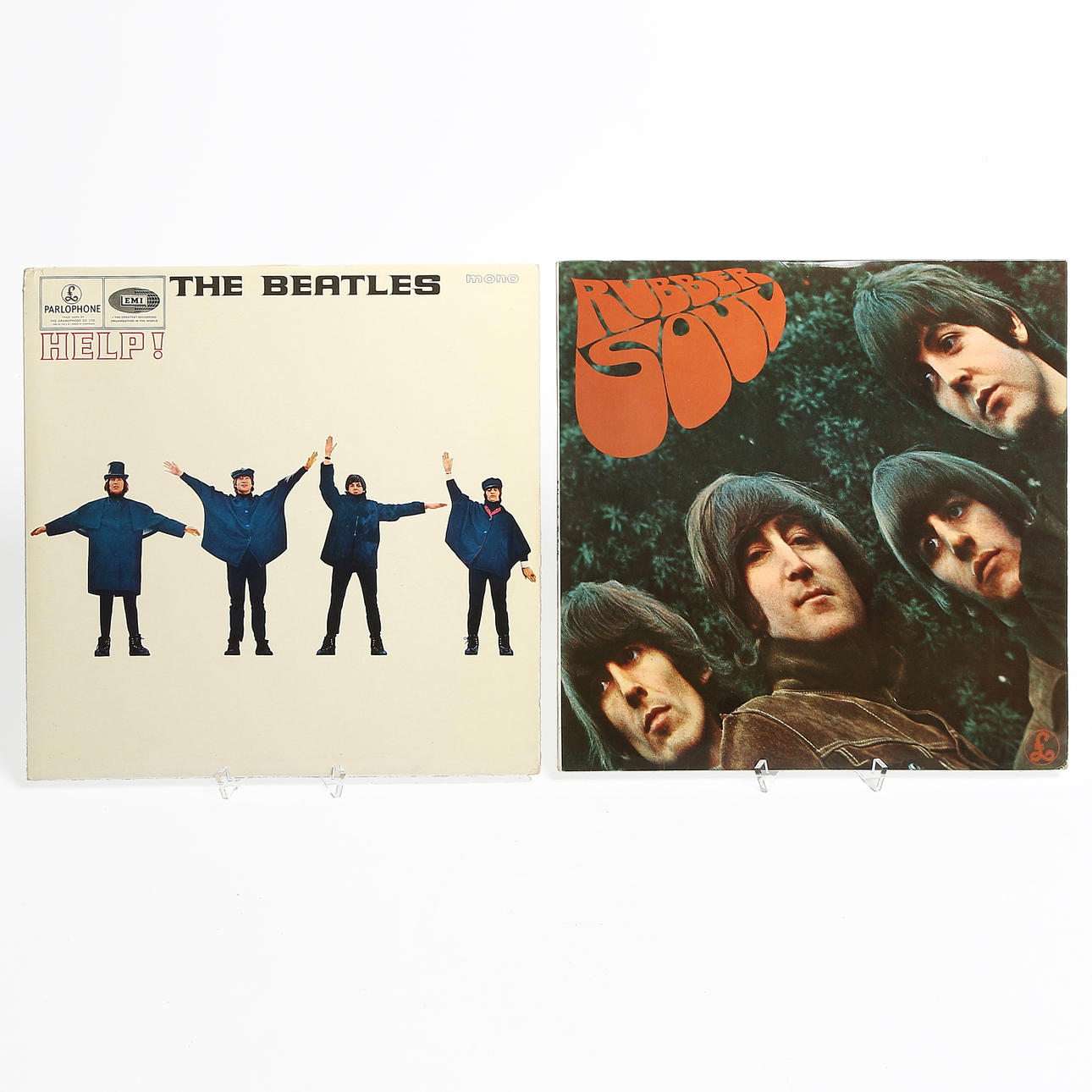 THE BEATLES, 2 st, Help & Rubber Soul, LP, UK. Mono. 1960-tal.
