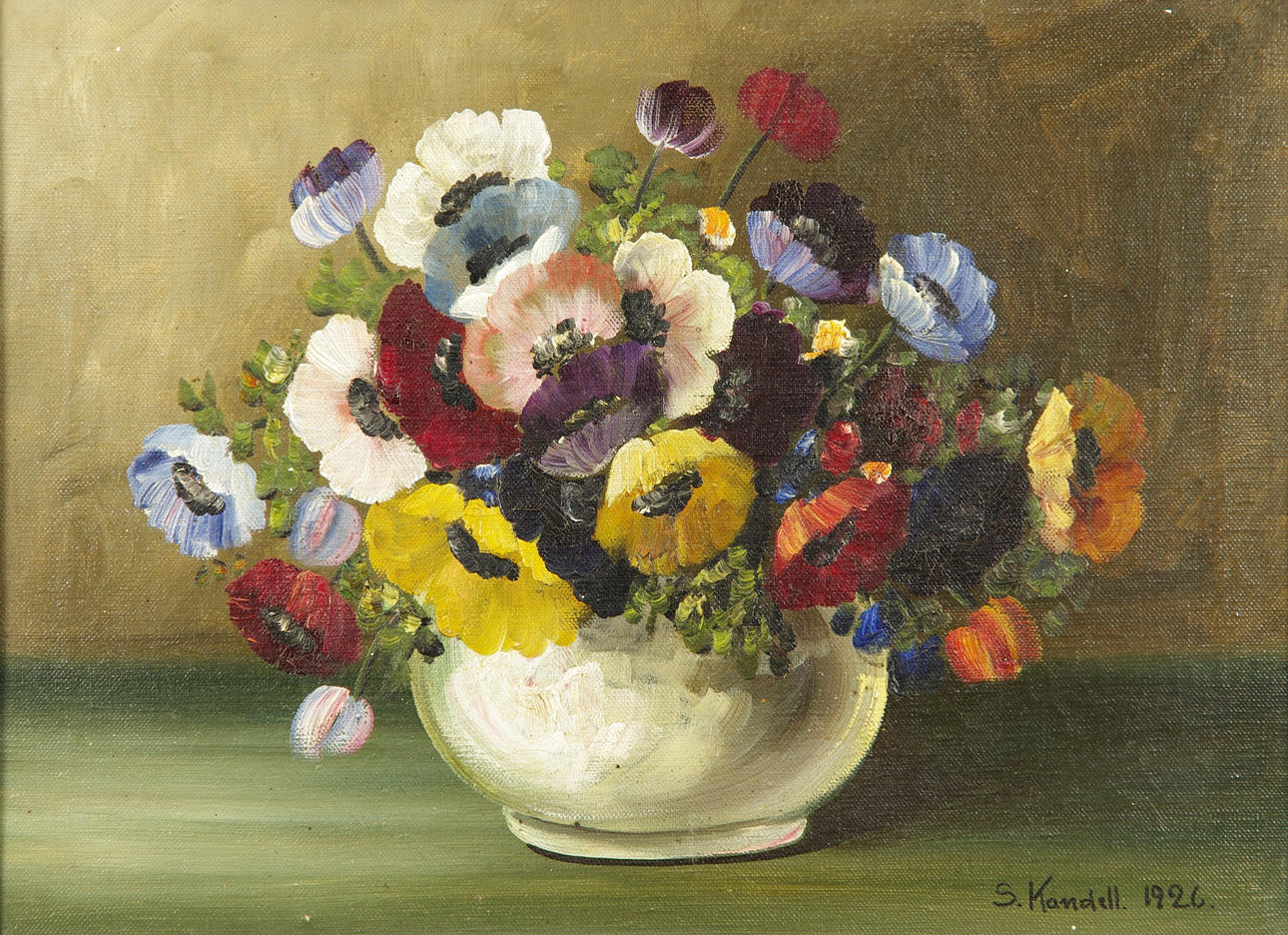 STURE KANDELL. Blomsterstilleben, olja på duk, signerad S. Kandell.