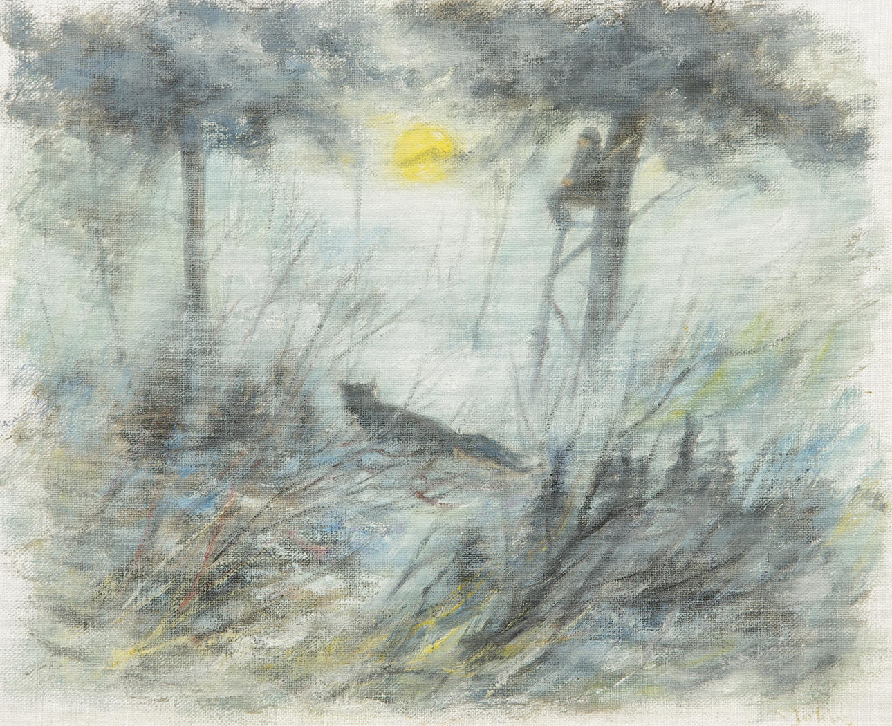 CARL JULIUS. Landskap med räv, olja på duk, signerad Julius.